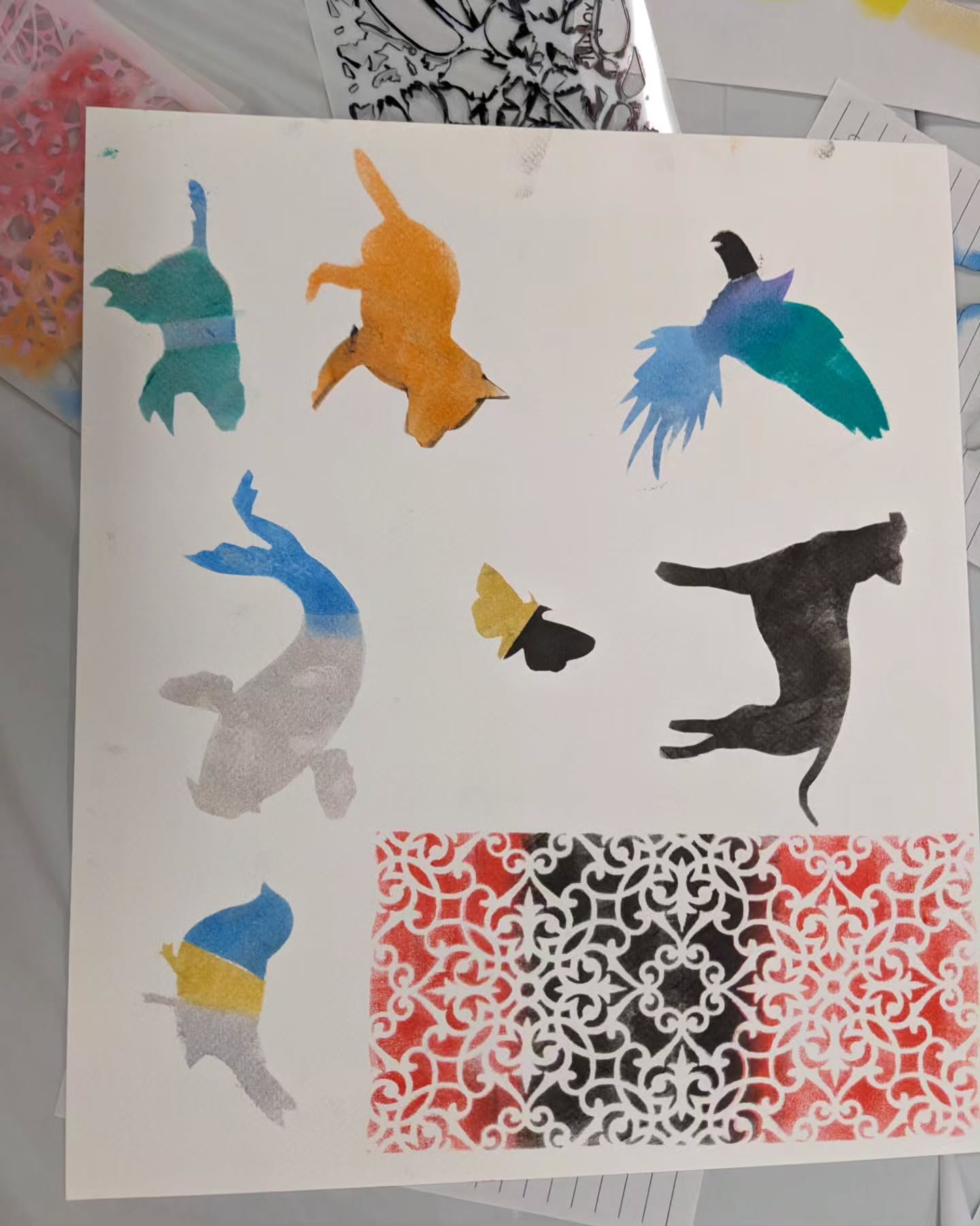 Yesterday was my first workshop leading the Belong Program with Gabriella Solti, btyb @londonartscouncil ! First session: Stencil art!! So much fun creating beautiful works with these enthusiastic youths and newcomers 💕💖✨