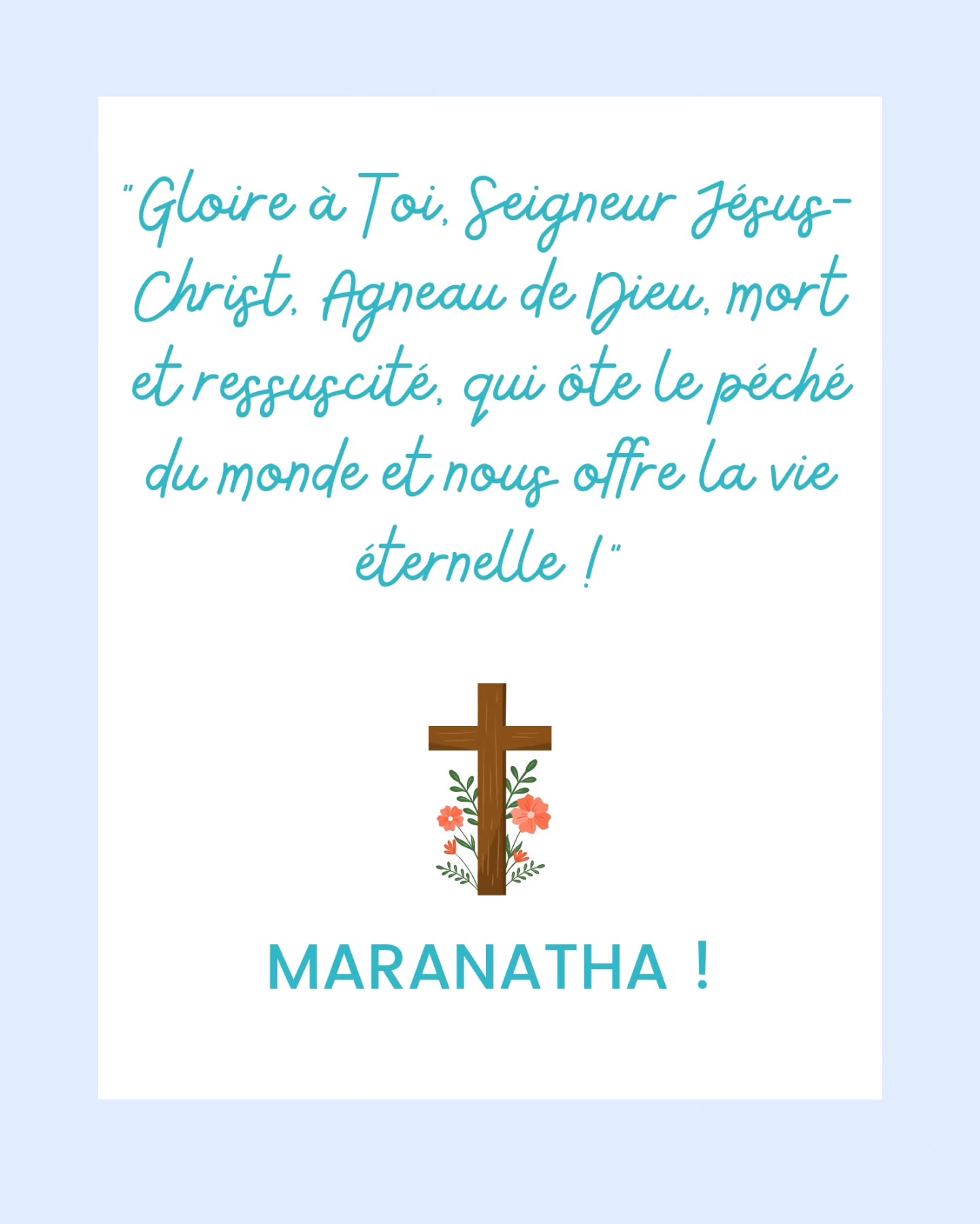 "Gloire à Toi, Seigneur Jésus-Christ, Agneau de Dieu, mort et ressuscité, qui ôte le péché du monde et nous offre la vie éternelle !"
MARANATHA !
#priere #priencore #louange #bible #biblique #foi #foichretienne #dieu #dieuestgrand #dieuestamour #dieuestjuste #dieuestpuissant #dieuseulsuffit #dieufidele #jesuschrist #agneaudedieu #mort #ressuscité #vie #vieeternelle #amen #projet #maranatha