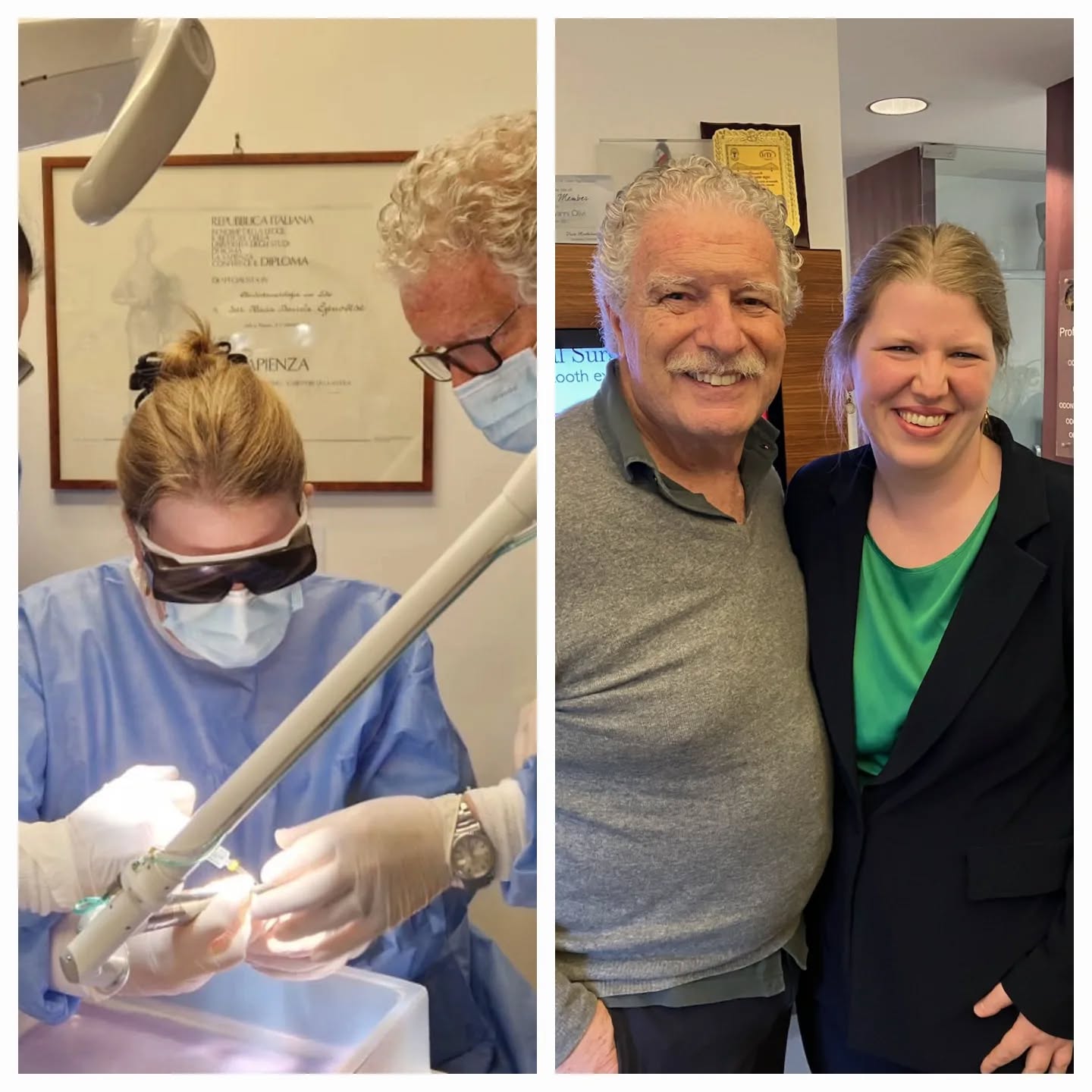 Vår tandläkare Margareta har varit på fortsatt utbildning med laser i Rom, hos professor Giovanni Olivi, som är specialist på endodonti med laser.