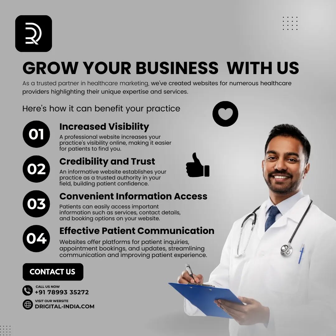 Empower Your Practice with a Professional Website! 🌐
At Drigital, we offer affordable website solutions tailored to healthcare professionals. Connect with us to elevate your online presence today!
🌐 WWW.DRIGITAL-INDIA.COM
📞 +91 7899335272, +91 6362825597
#Drigital #HealthcareMarketing #WebsiteDesign #GrowYourPractice #GetYourWebsite #Website #DigitalMarketing