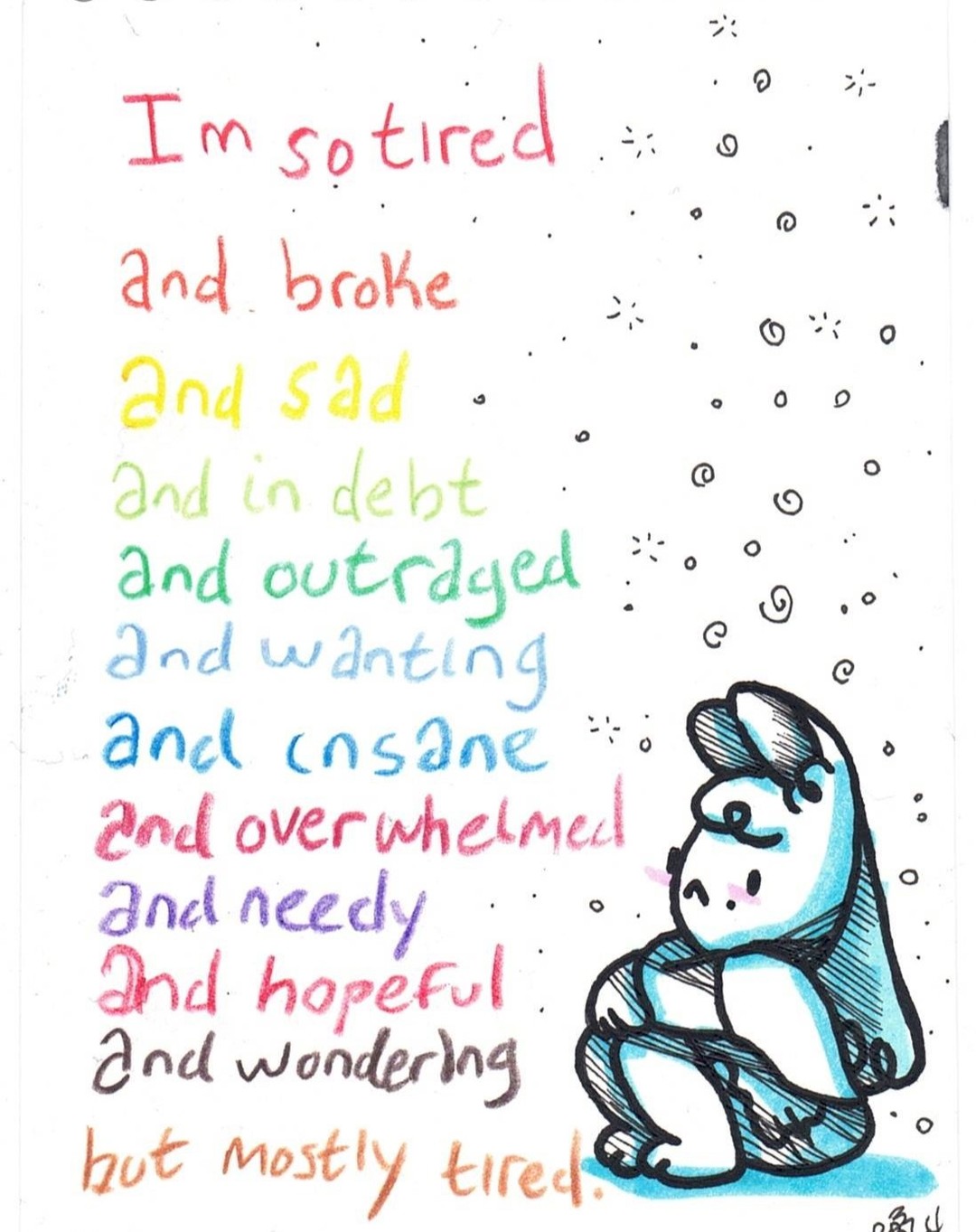 i've been offline, because I've been getting disillusioned with a lot of things, but mostly stuff i see on the internet. so i've been touching grass, making art, and raw dogging my mental illness while i'm changing meds.
truely, i was just born to be a lurker