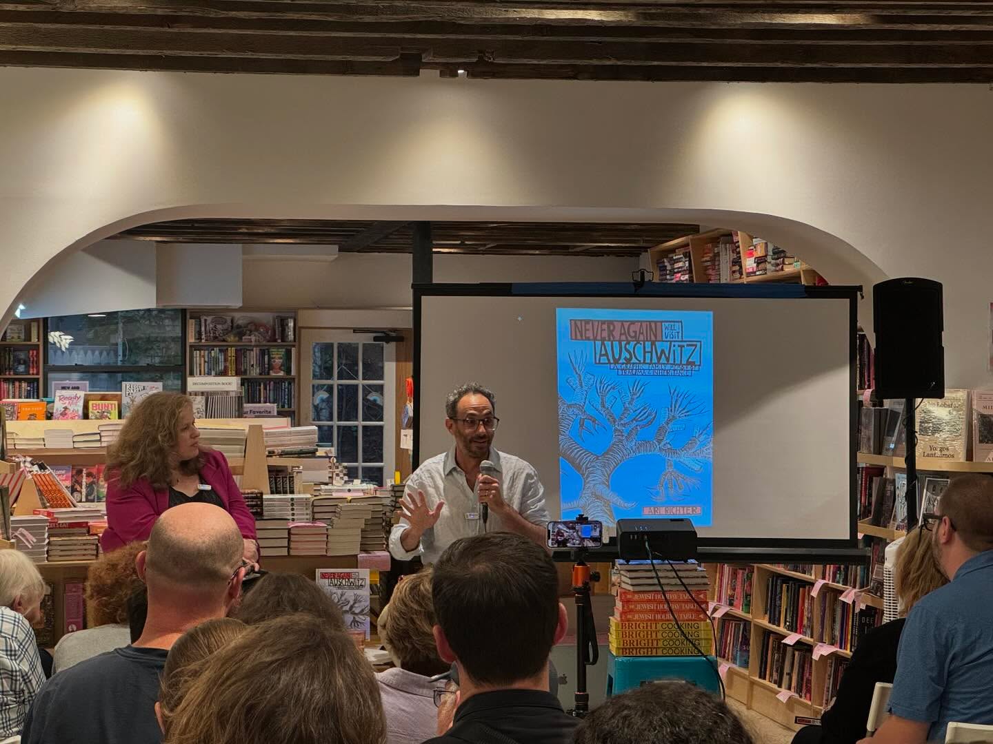 Some pics from my NYC launch at @booksaremagicbk Thanks to the BaM Montague St. team, to the attendees who packed the space with good vibes and insightful questions, and to Rachel Dry for being a perfectly hilarious conversation partner about…the Holocaust.
If you couldn’t make it, you can watch a full recorded livestream on the Books are Magic YouTube channel, linked below and in my bio:
https://www.youtube.com/live/5xUvmuzZF0o?si=5GAf6FCNctsc99K9
Never Again Will I Visit Auschwitz is out 8/20/24 from @fantagraphics
#Booklaunch #booksaremagic #fantagraphics #neveragainwillivisitauschwitz #comingsoon