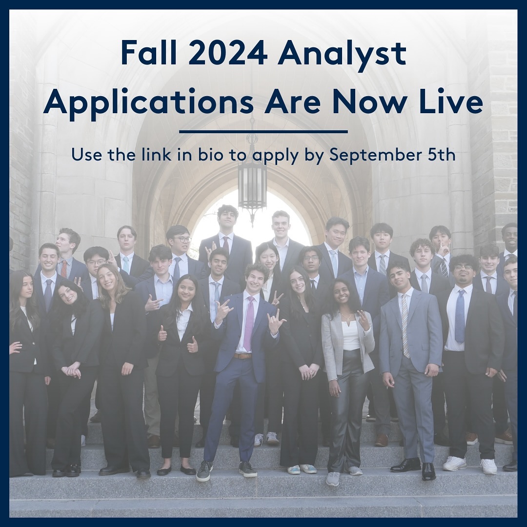 Fall 2024 Analyst Applications are now live! Use the link in our bio to apply by September 5th.