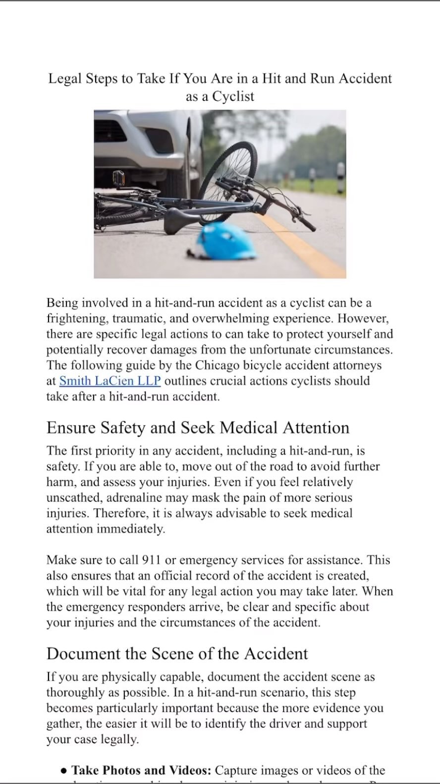 Ever wonder what you should do if you or someone was hit by a car on your bike? Look no further Smith LaCien put together a document for us to spread the word for legal action to take if you are ever in a hit and run accident as a cyclist.
If you need any legal help or have questions please feel free to contact them for a free legal consultation 312-509-8900
These road are getting more and more dangerous. Stay safe out there and keep riding on!
•
•
•
#staysafe #bikelaw #bikelawyer #bikechi #bikechicago #bicycleaccident #laywer #bikelaw #since1923 #scw #southchicagowheelmen