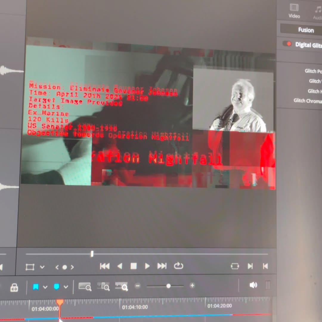 Doing some re-editing of the pilot episode. This is to get it closer to what it will be in Episode 1 for upcoming film festivals