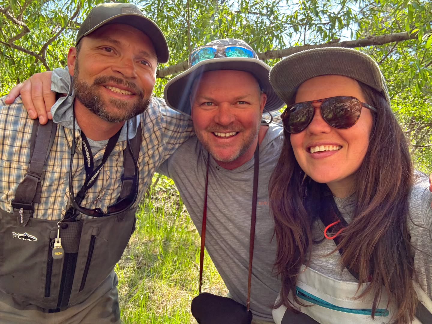 A behind-the-scenes selfie taken after the previous trip. From left to right... Forrest, Chris (Galvin) , and Taylor.