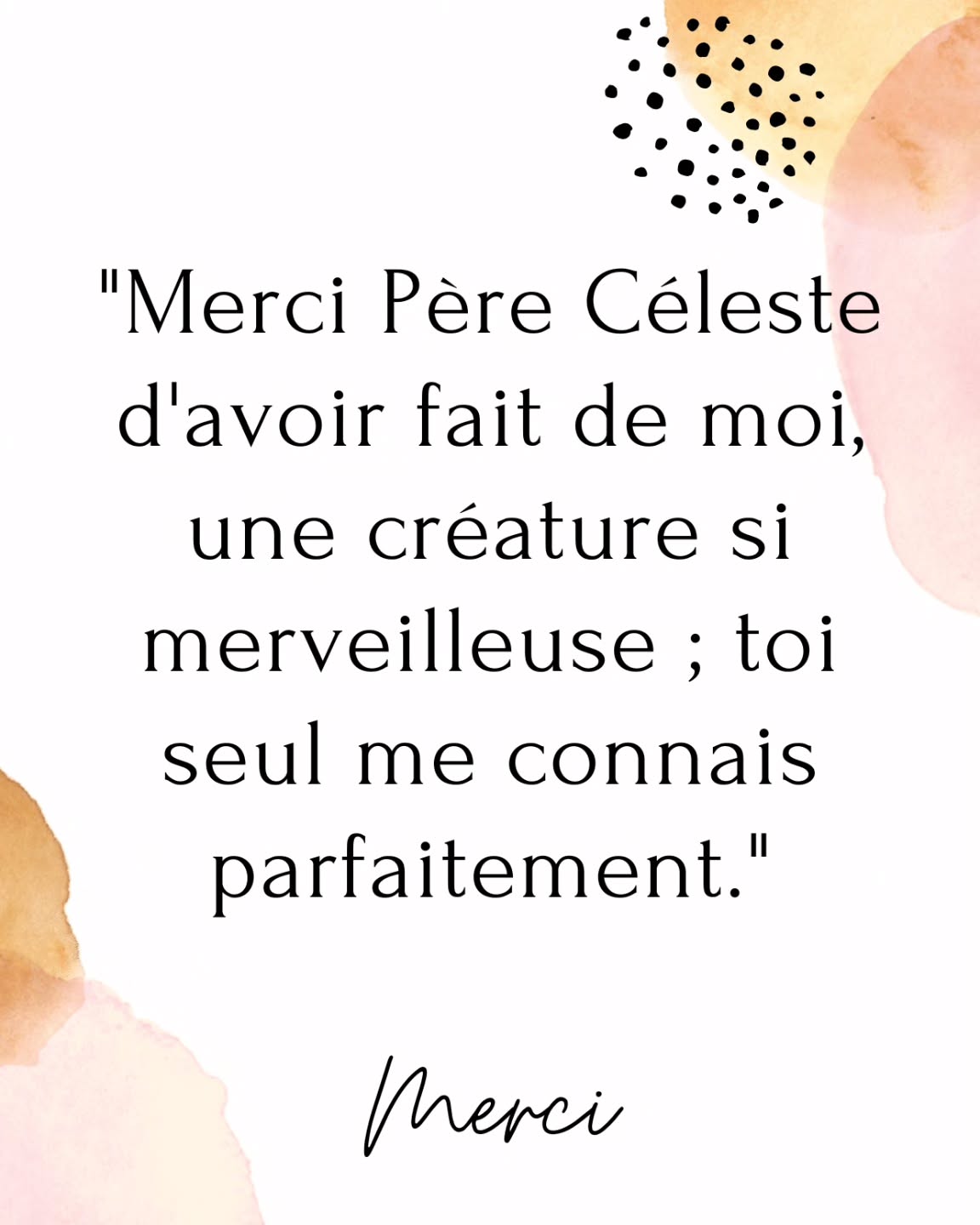 "Merci Père Céleste d'avoir fait de moi, une créature si merveilleuse ; toi seul me connais parfaitement."
Êtes vous d'accord ? 🥰
Amen 🙏
#priere #louange #bibleverse #bible #foi #amour #pere #celeste #merci