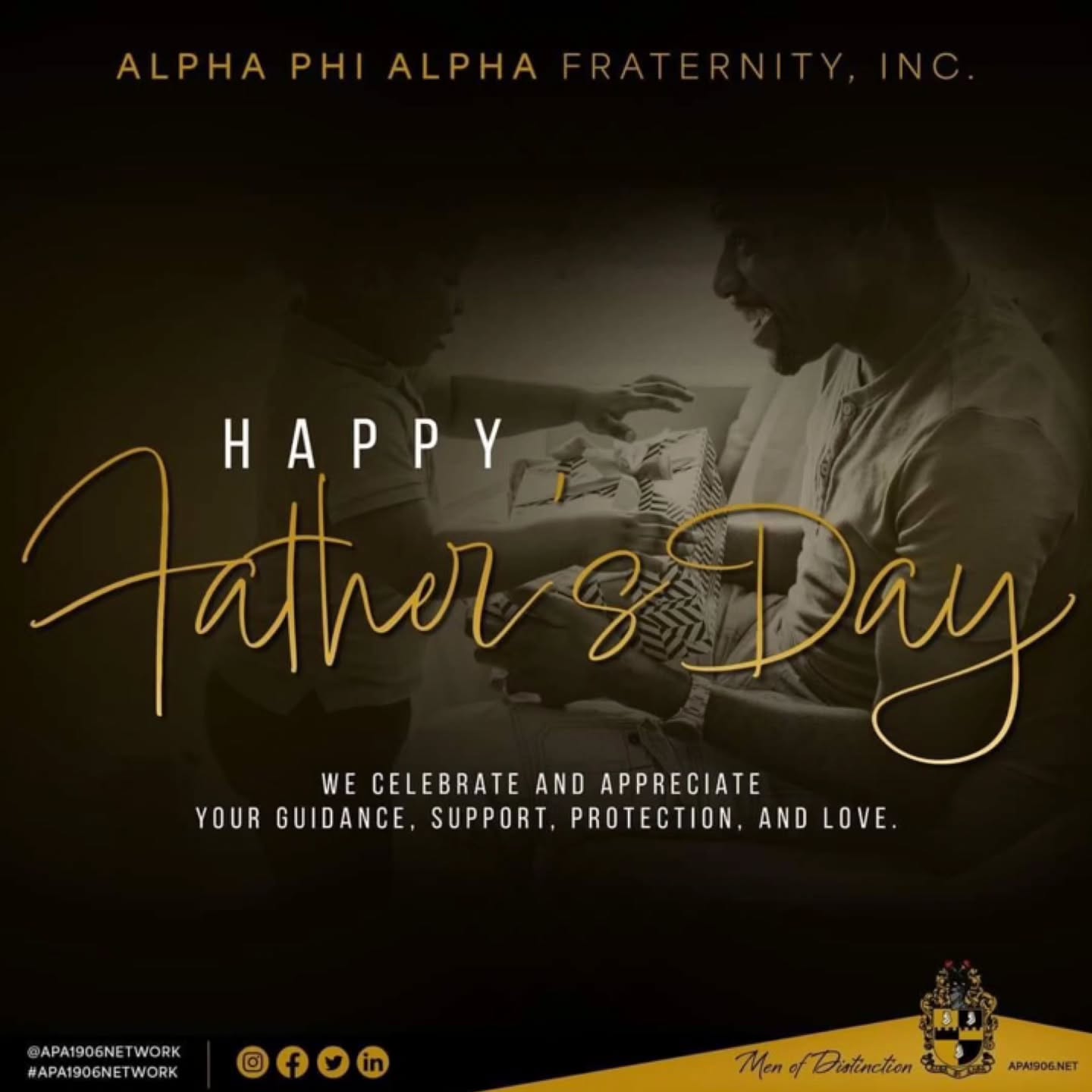 Happy Father's Day from the Epsilon Lambda Chapter of Alpha PhiAlphaFraternity, Inc!
That includes all the Fathers, Step and Bonus Dads, as well as Spiritual Leaders, Mentors and Coaches that are Father figures to our youth. Though this is a specific day in which we honor and celebrate Fathers, know that your love, dedication, compassion, mentorship, guidance, and support are greatly appreciated everyday!
#EpicΕΛ #Epsilonlambda1919 #AlphaPhiAlpha #STLAlphas