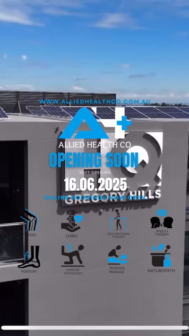 We’re excited to announce… Allied Health Co is OPENING SOON — 16.06.2025!
Online bookings are now LIVE at www.alliedhealthco.com.au — secure your spot today!
We’re bringing a full suite of services to Gregory Hills, all under one roof:
• Physiotherapy
• Chiropractic
• Occupational Therapy
• Speech Therapy
• Exercise Physiology
• Remedial Massage
• Naturopathy/ Sports Nutrition
• Podiatry
Whether you’re recovering, managing a condition, or looking to optimise your health — we’re here for you.
Book online today and be part of something new in health and wellness.
#AlliedHealthCo #OpeningSoon #GregoryHills #Physio #Chiro #SpeechTherapy #OccupationalTherapy #ExercisePhysiology #MassageTherapy #Naturopath #OnlineBookingsOpen #NDISApproved #bulkbilling #medicare