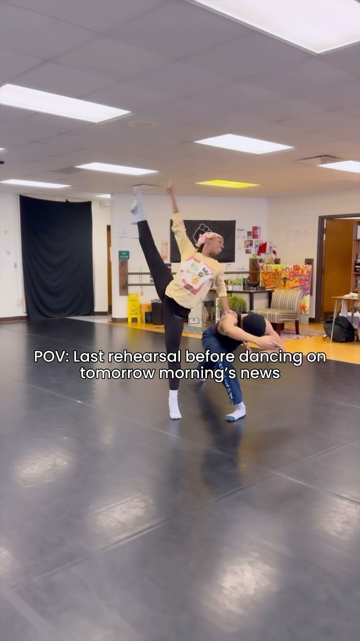 📺 Tune in to @fox59 10a-11a tomorrow morning to catch Company members @lalahayan & @lanelmuhammad perform an excerpt from our upcoming collaboration with @sockjoplin x @indychamberorch on April 20th! Thank you to @naojoker and Shortridge Dance for allowing us to come in and rehearse today. Lanel taught the first year dance majors a lovely class as well! ♥️