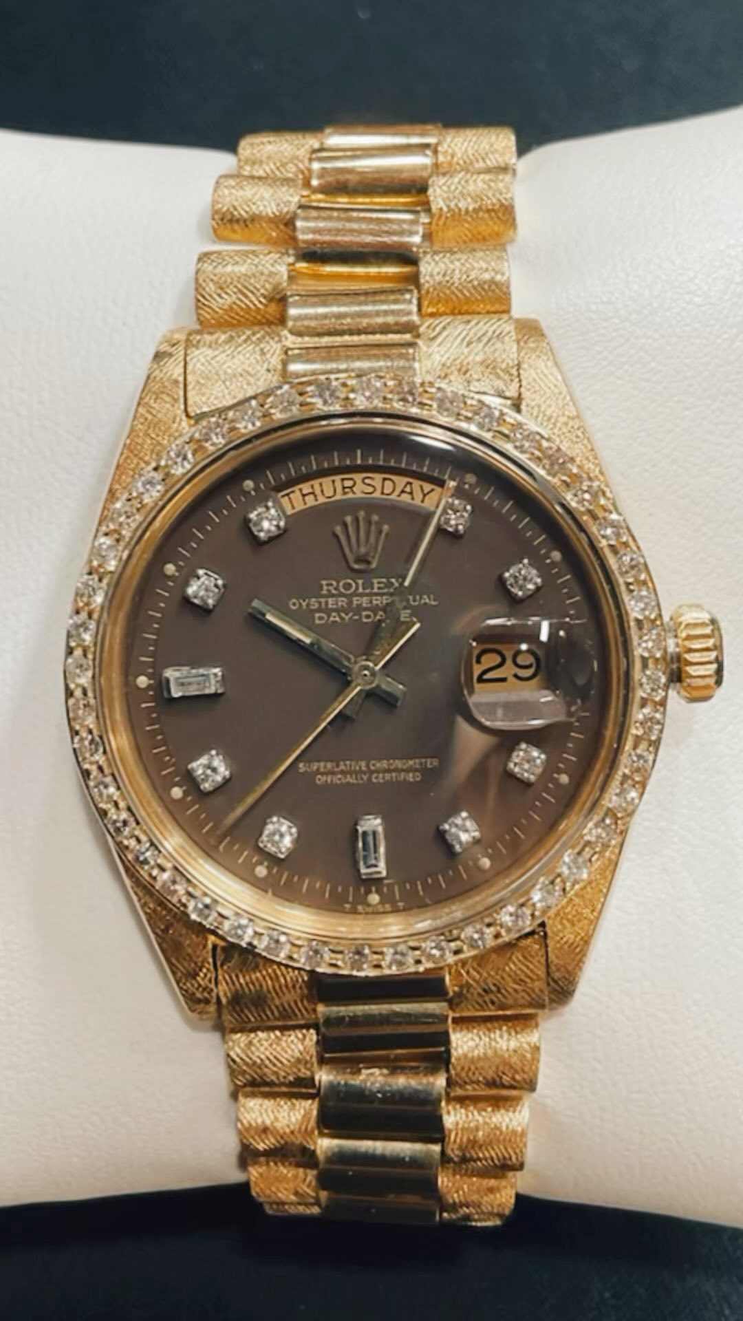 Our newest addition to our Luxury Watches Case! Come check out this beautiful 1973 Rolex 1803 18K Presidential before it finds a new home soon. #Rolex #DayDate #presidential #RandFPawn #conwayarkansas