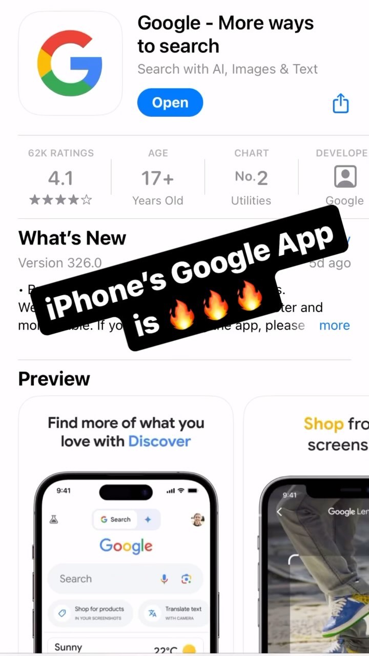 iPhone’s Google App is 🔥🔥🔥