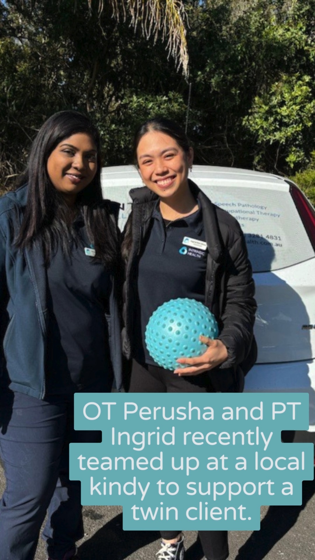 Recently, Occupational Therapist Perusha and Physiotherapist Ingrid teamed up for a joint session at a local kindergarten. Their client, a twin attending with her sister, experienced the benefits of an integrated approach where both clinicians worked together on shared activities while addressing their individual clinical goals. ?