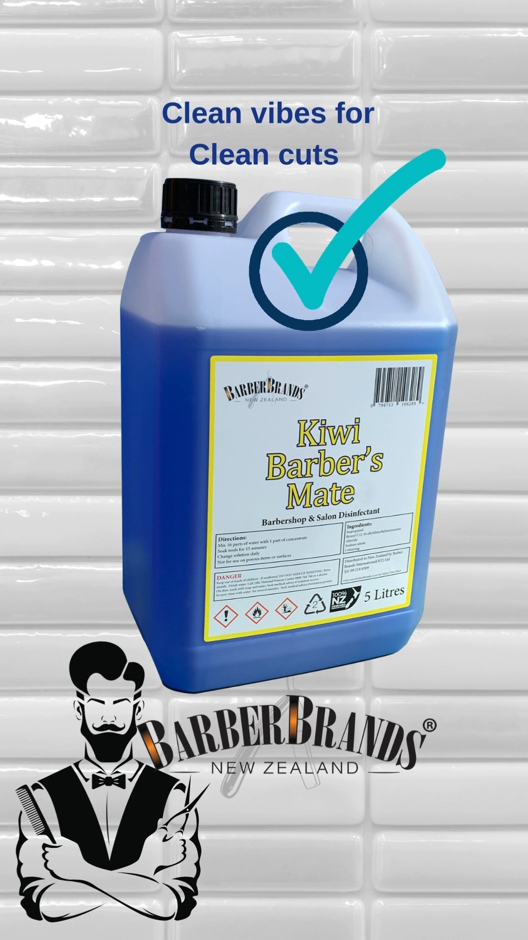 Kiwi Barber's Mate® is an NZ manufactured disinfectant for use with barber and salon tools. Supplied in a 5l plastic jerry can with a tamperproof lid. Offer your clients a really clean cut. Try it now!
Link in bio
#barberbrandsnewzealand #queenstownbarbers #wellingtonbarbers #nzhairdressers #hamiltonbarbershop #nzhairsalon #nzbarbershop #nzbarbers #aucklandbarber #wellingtonbarber #nzbarber #haircarenz #aucklandbarbers #dunedinbarber #dunedinbarbers #wellingtonbarbershop #aucklandbarbering #queenstownbarber #queenstownbarbershop #barbersnewzealand #nzwholesale #nzbarbering #wholesalenz #taurangabarber #hairandbeautynz #nzhair #nzhairdresser #hamiltonbarber #newzealandbarber