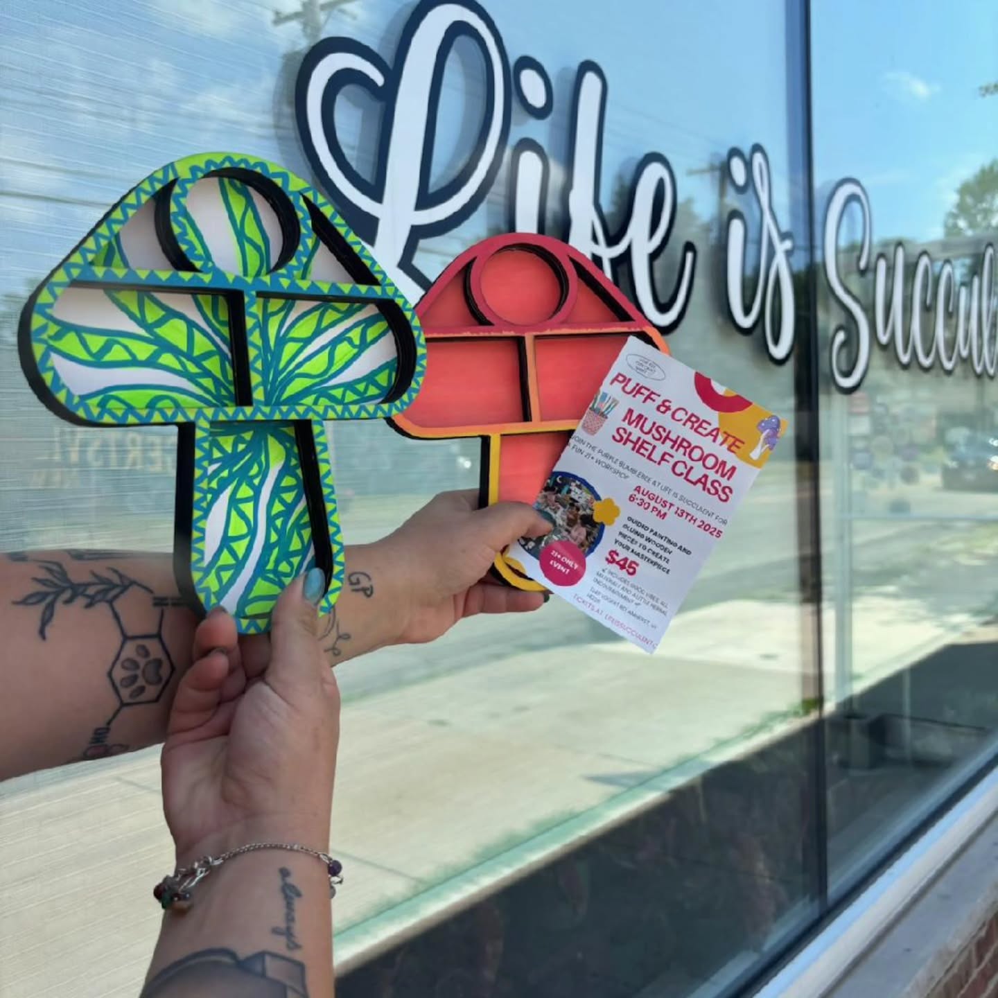 Wanna build a mushroom shelf?
Come to class with us @lifeissucculent August 13th