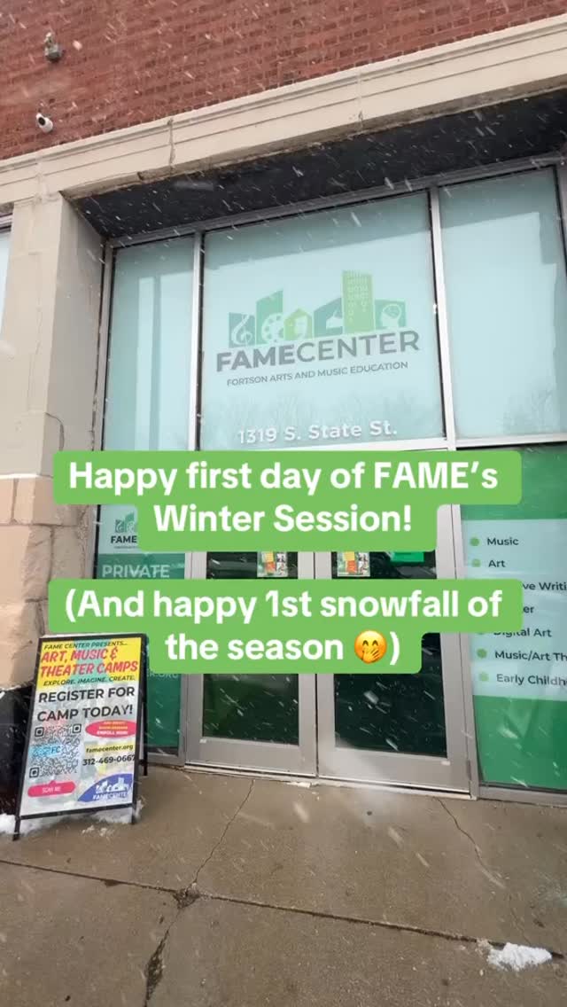 Snow’s falling, creativity’s calling. ❄️
Join us this winter at FAME Center for music, art, and creativity that warms the season. 💚
👉 Register now at famecenter.org or visit us at 1319 S. State St. to learn more!
#FAMECenter #WinterSession #ChicagoArts #ArtsEducation #MusicEducation #CreativeCommunity #SouthLoopChicago #FAMEFamily