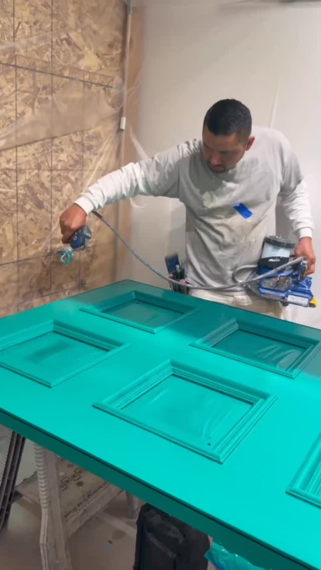 Front doors have their own character, so you can get as creative as you like and paint it with your favorite hue.
This homeowner was very inspired to pick this beautiful and elegant color for their front door.
Here our expert painter is craftfully applying the final coat of @benjaminmoore Calypso green in semigloss for a flawless and beautiful finish that says welcome home to family and friends!
Beautifying, protecting, & preserving the Bay. The BP way.