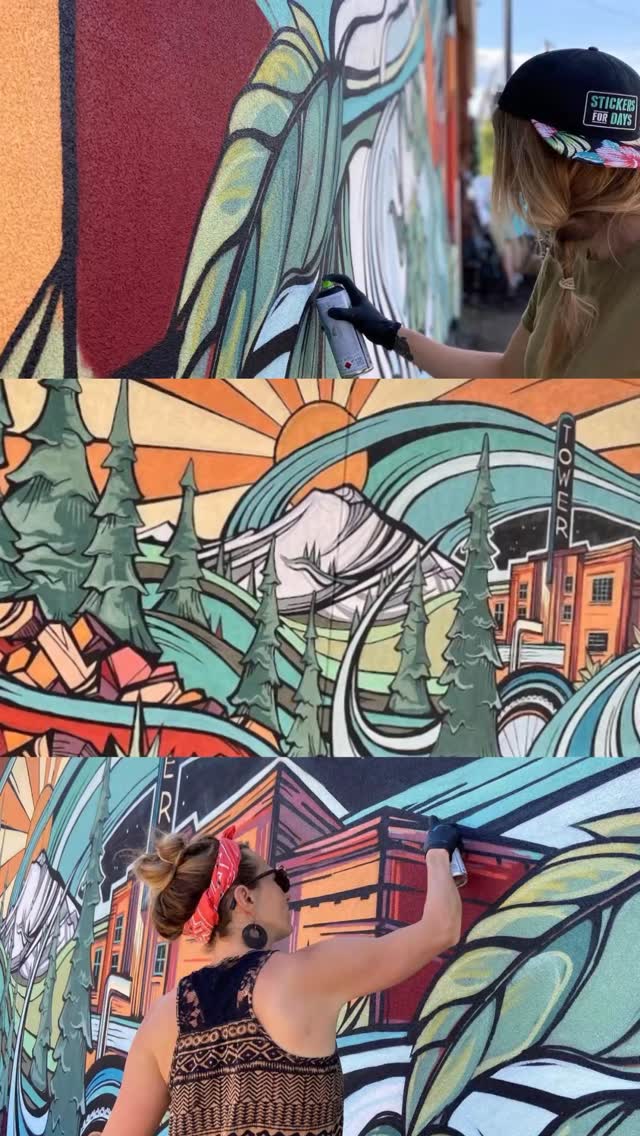 🎨12 Days of Wall Street” Countdown 🎨
Day 6- Today we’re proud to spotlight the incredible talent behind the unforgettable mural on the side of our building. A heartfelt thank you to local artist Gretchen Leggitt for creating a stunning work of art that brings color, creativity, and character to our corner of downtown Bend for both our guests and the community to enjoy. This mural is more than just a painting—it’s a true landmark and a beautiful reflection of the spirit of Wall Street Suites.