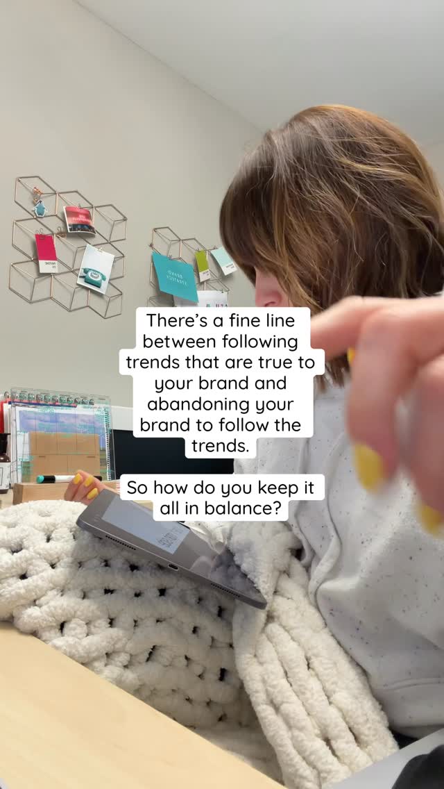 ? Here’s my take as a branding expert of over 18 years.
What should always remain no matter what the trends are:
• The heart of your brand (your values, culture and mission)
• Messaging on things that are going to stay static for a long period of time (website, branded collateral, consistent and identifiable graphics for socials)
• The brand’s visual identity (logos, color palette, patterns, icons, etc)
This will keep your brand identifiable and recognizable over time.
There are, however, different strategic approaches to how trendy a brand wants to go for the above things.
Some brands lean more into a modern and trendy look (especially in certain industries).
In my brand strategy sessions with clients, we talk about the “longevity” of the brand.
Question: “How long do you want this brand to last for you?”
? Some say 6-8 years, and others know their brand is meant to feel more trendy and realize it may only last 3-4 years.
You can push flexibility of any brand through things like campaigns, promotions, and socials that are for a season.
This is where I say you can take more risks and experiment with the trends. (Even if they run outside the scope of your core brand a little bit.)
Think of your brand as the base layer: slow, deliberate, and more resistant to the trend cycle.
Your socials and other seasonal campaigns can be faster and more flexible to the culture, as long as the core “rules” of the brand are still in place.
? Social layouts can change if the audience understands that this is seasonal and intentionally.
? Photography style could shift for certain campaigns (if done correctly).
But constant trend-chasing is borrowing someone else’s creativity which is actually a signal that you may not feel confident in your own brand.
Brand confidence is having a firm and unwavering foundation where you are in control of what trends you decide to hop onto.
Having brand confidence is your first priority, and then you can start to experiment with adding certain trends to your intentional marketing plan.
Follow for more expert branding tips ?
#Branding #SmallBusinessBranding #SmallBusinessMarketing #SmallBusiness