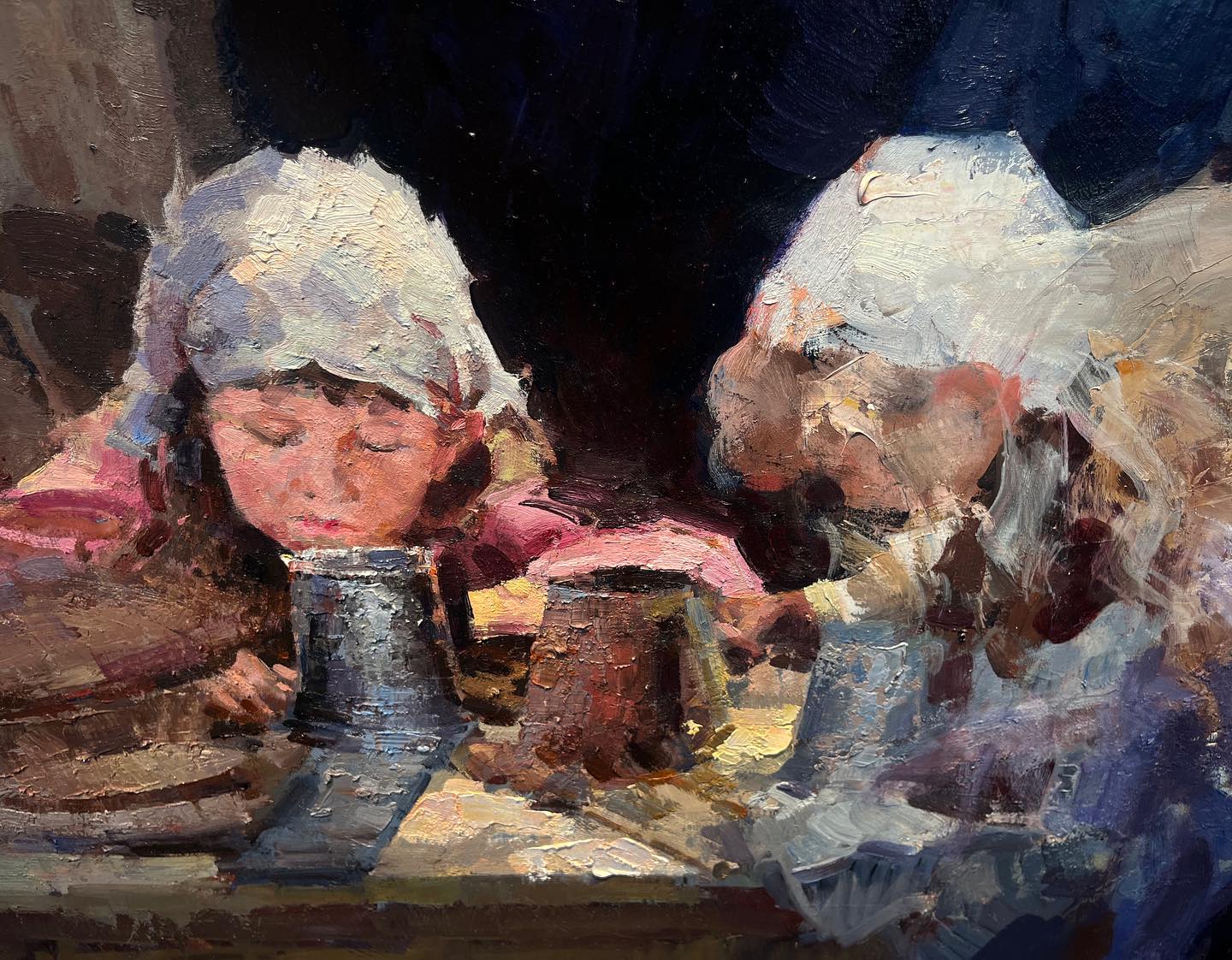 🔔Closing in 3 Days! Don’t miss the exhibition!
“Jove Wang: Spirit of the American West” - through November 16
You are invited to view the new exhibition, please DM for appointments.
Painting by Jove Wang @jove.wang.58
“The Craft Sisters”
Oil on linen, 24” x 30”
“This painting captures a tender moment of Western country life, where two sisters are deeply engaged in crafting. Their focus and enjoyment are evident as they work together. The interplay of light and shadow adds a mysterious, almost theatrical quality to the scene, infusing it with a touch of magic.”
— Jove Wang
Painting is available through American Legacy Fine Arts.
#jovewangart #westernart #artexhibitions #pleinairpainting #pleinairartist
#contemporarytraditionalart #traditionalrealism #outdoorpainting #cowboy #pasadenaartist #outdoorpainter #classicart #westernartca #artcollection #americanart #artforthehome #craft #crafting #handmadecrafts