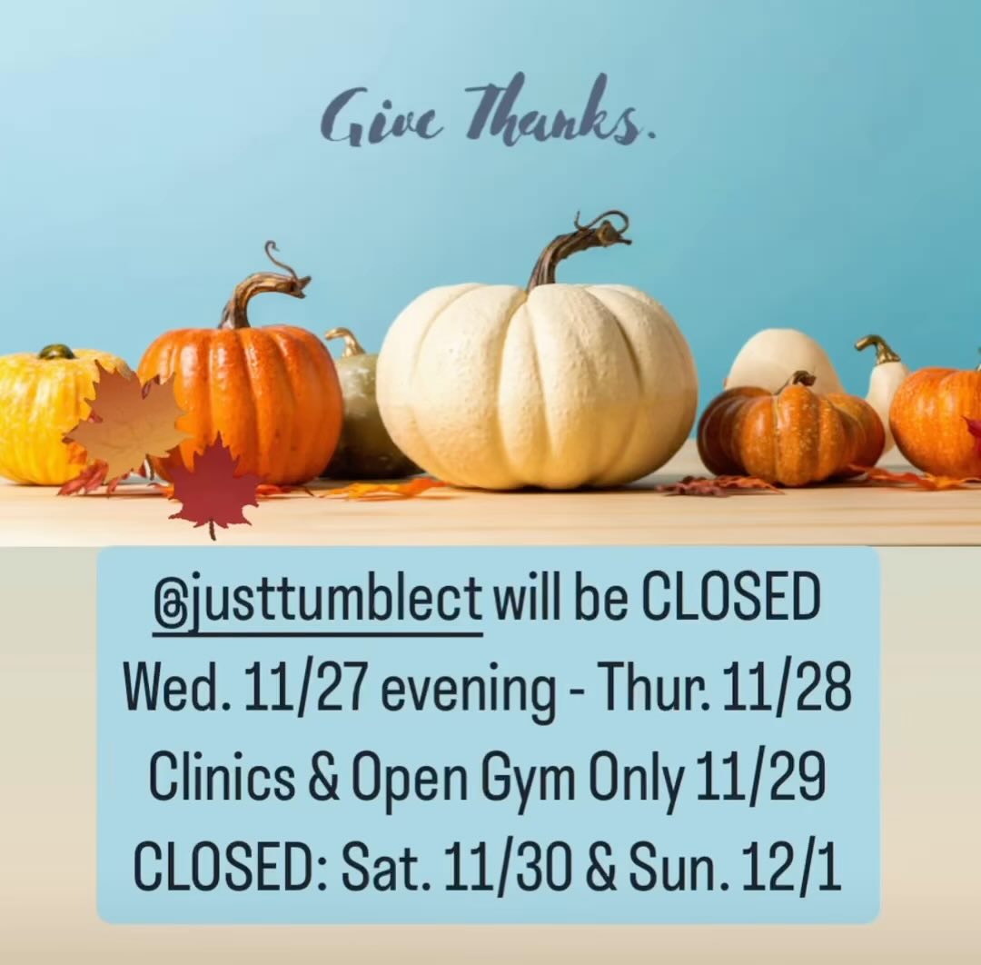 Have a blessed and healthy Thanksgiving Holiday ?? Visit us online for a full schedule of clinics and open gym.