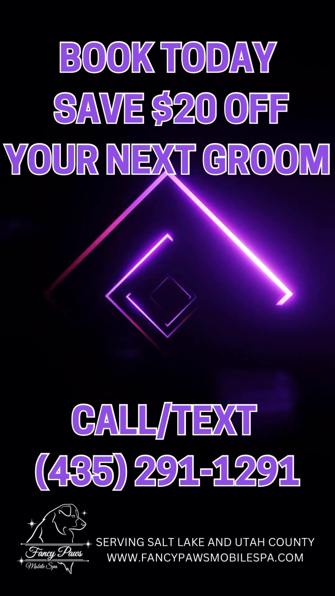 Book Today for $20 off your next groom! (435) 291-1291 #fancypawsmobilespa #utahgroomer #thegoldstandardofgrooming #dogs #cats #saltlakecountymobilegrooming #utahcountymobilegroomer