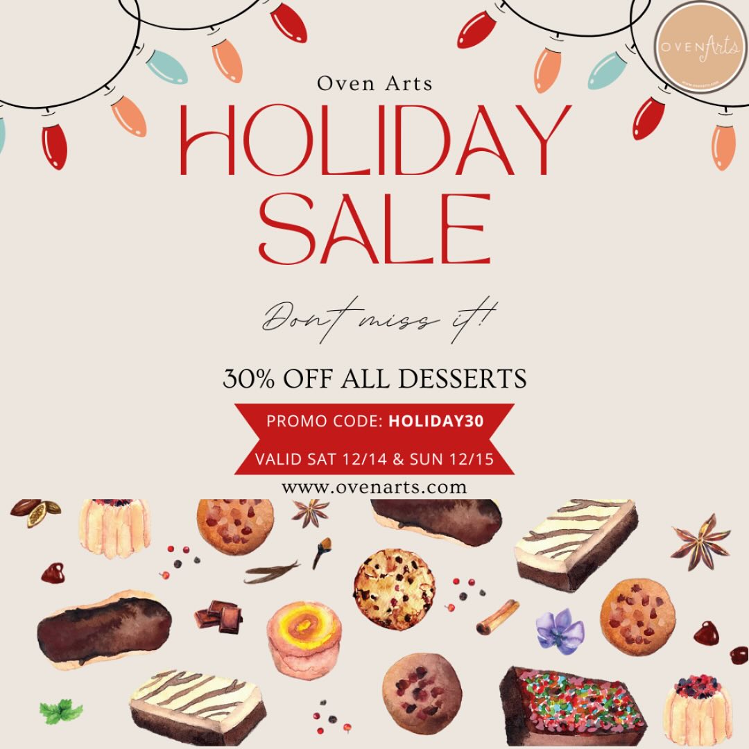 Last sale of the year! Don’t miss it! Get your holiday treat. #ovenarts #delicious #cookies #brownies #holiday #sale #discount #indulge #dessert #sweet #snack