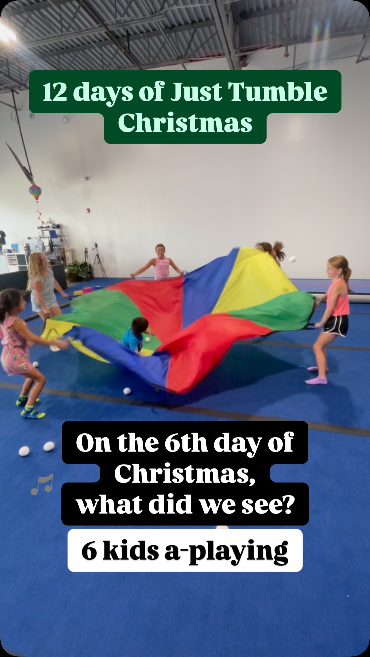 #12daysofchristmas #christmas #holidays #holidayfun #tumble #tumbling #cheer #justtumblect #tumblers #gymnastics #summercamp #birthdaypartiesparties #birthdayparty #birthday #parachute #parachutegames #funforkids