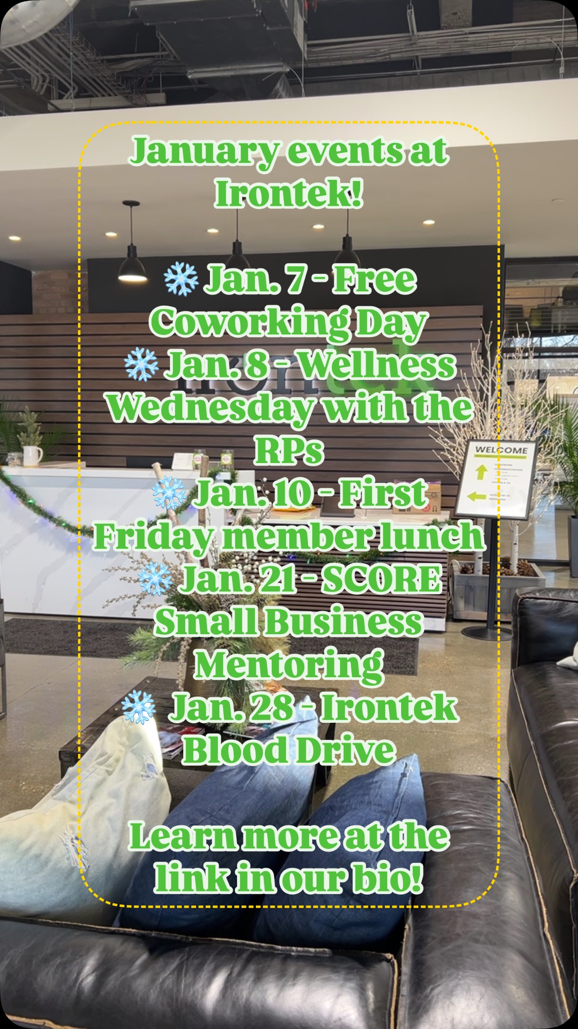 🎉 Start the year off right at Irontek with exciting opportunities to connect, learn, and give back! This January, find a variety of events perfect for networking, professional development, and community engagement.
We hope to see you around here soon! ✨