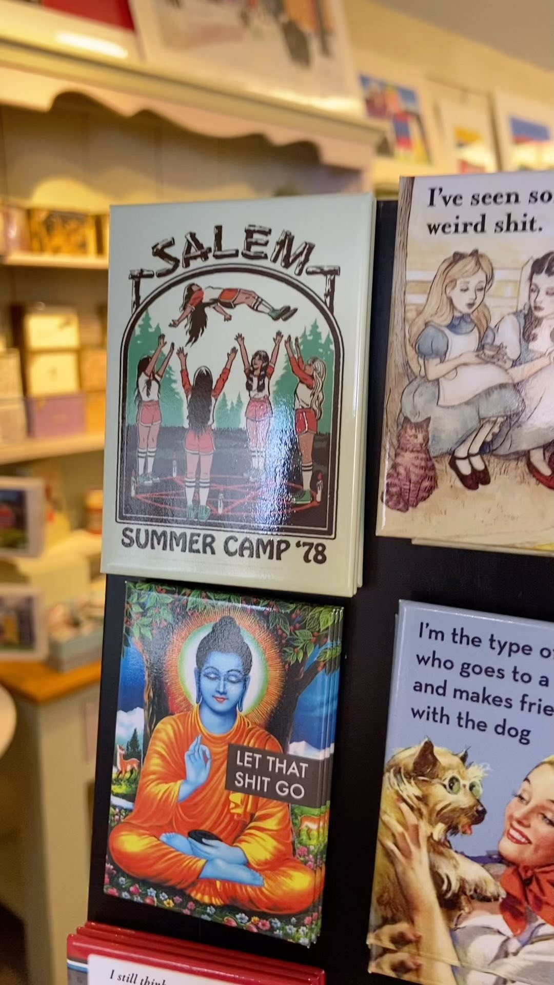 Sometimes just a little magnet can change your day! These are wonderful provocative, funny, and cool. Add one to your fridge or stick in a birthday card. #mainstreetmiddlebury #womanownedbusiness #vermontlife #middleburycollege #fridgemagnets #bettermiddleburypartnership