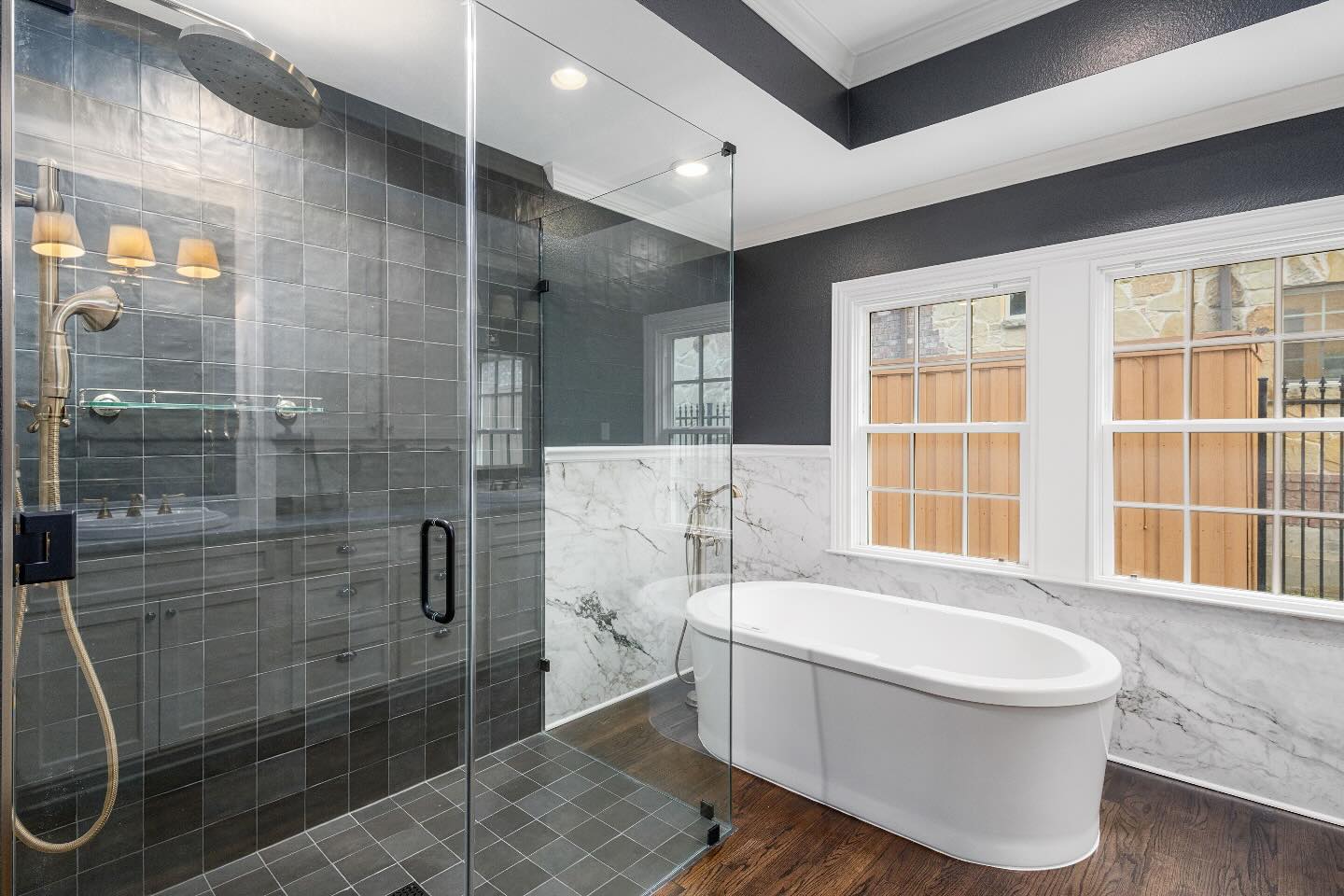 One of my favorite bathroom remodels! So clean and elegant 🤍