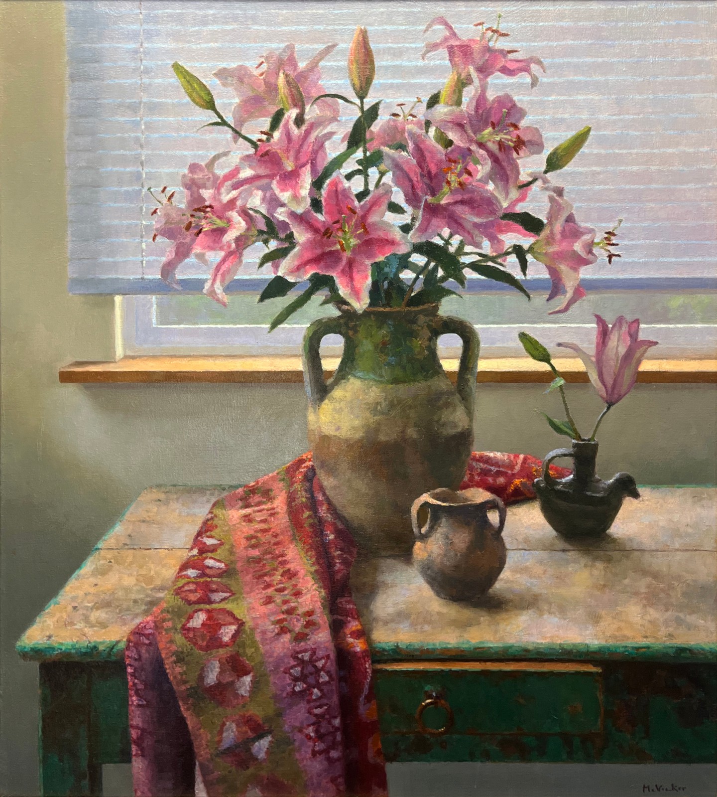 💮 Explore the new virtual exhibition featuring Jim McVicker on our website!
"Capturing the Ephemeral Beauty of the Every Day" through March 21, 2025
This solo exhibition showcases Jim McVicker's masterful ability to capture the fleeting beauty in elements of our daily living and the importance of curating a poetic environment.
Painting by Jim McVicker @mcvickerpaints
"Still Life with Lilies"
Oil on canvas, 34" x 30"
Painting available through American Legacy Fine Arts at the link in our bio.
"The lilies were painted in the south/east corner of my studio with an open window to the east and the blinds as a backdrop on the south window. It was painted over several days of overcast weather. I was so struck by the cool soft light that illuminated the subject and seemed to glow behind the lilies. I also loved the color harmonies of the pink/reds, greens and grays."
— Jim McVicker
#jimmcvicker #artshow #stargazerlily #stilllifeart #stilllifepainting #pasadenaart #artcollector #artforyourhome #artforinteriors #artcollectorsofinstagram #fineartcollectors #youngartcollectors #artcollectorsofig #fromlife #pottery #traditionalart #traditionalfineart #pleinairpainting #contemporarytraditionalart #oilpaintings #pleinairart #americanlegacyfinearts #californiaart #delicate #elegantart