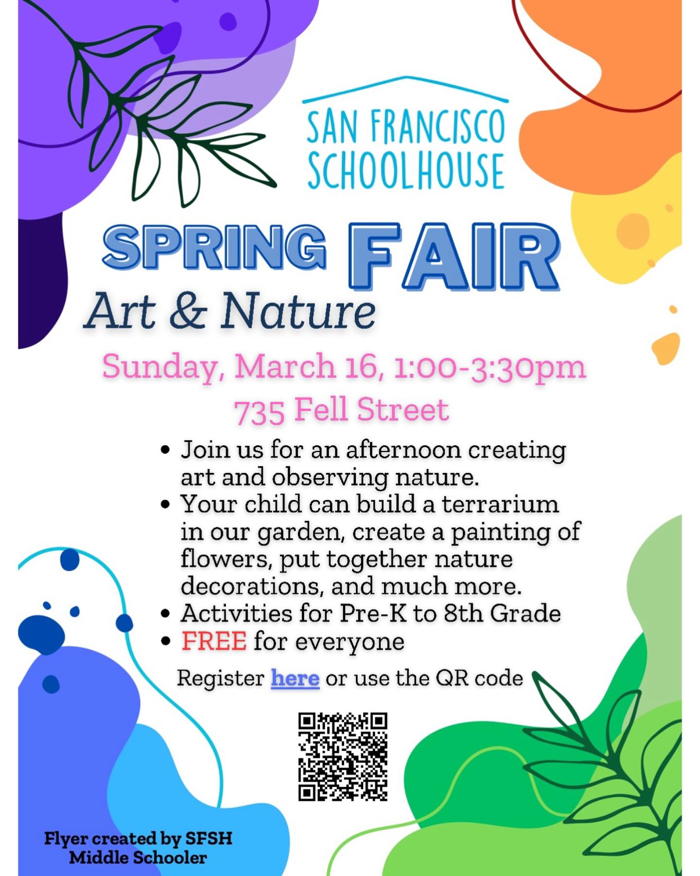 All are welcome to join our upcoming ‘Art & Nature’ Spring Fair. Registration link in the bio.