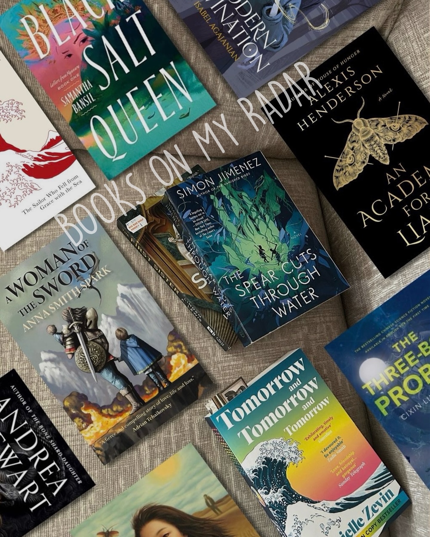 8 books on my radar recently (and why) 📚
I never really posted anything for Women’s Month or Black History Month but I also didn’t feel like posting just for the sake of posting something to fit a trend
I wanted to share these books because they are genuinely something I am interested in and the kind of books I actively pursue reading, no matter what month it is or what the current trend is — having an open mind no matter what day of the year overwrites trends, I like to think
let me know if you’ve read any of these books or if any sounds interesting to you! :”>
Books:
• A Woman of the Sword
• Modern Divination
• The Gods Below
• The Woman in the Dunes
• The Three Body Problem
• Black Salt Queen
• An Academy for Liars
• The Sailor Who Fell from Grace with the Sea
**this list is made up of new releases and books i have recently been excited for**
🕯️