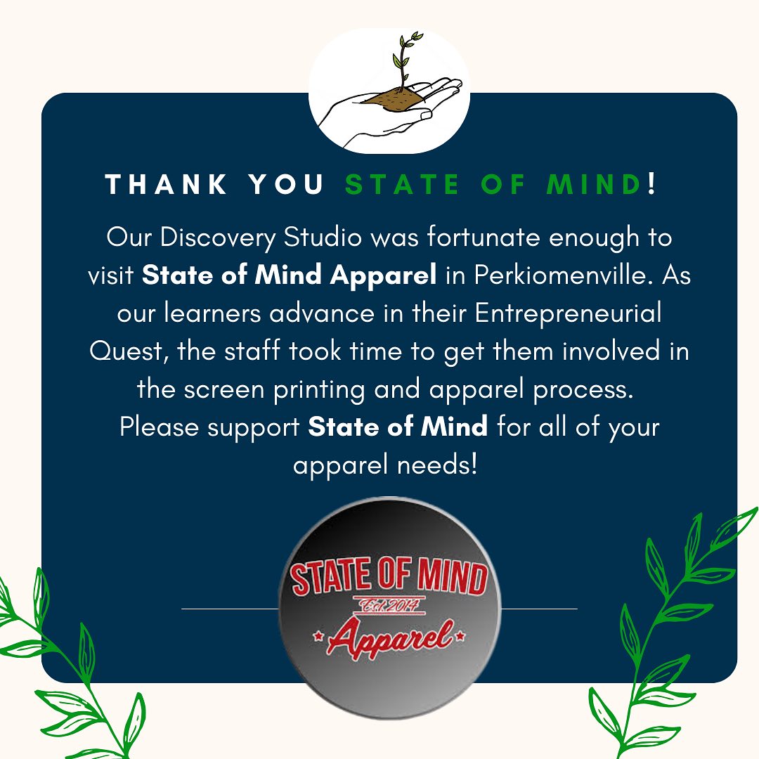 Big thanks to @stateofmindapparel.llc for inspiring our young entrepreneurs and giving us a behind-the-scenes look at your business! Your passion and creativity left a lasting impact! #EntrepreneurialMindset #LearningFromTheBest