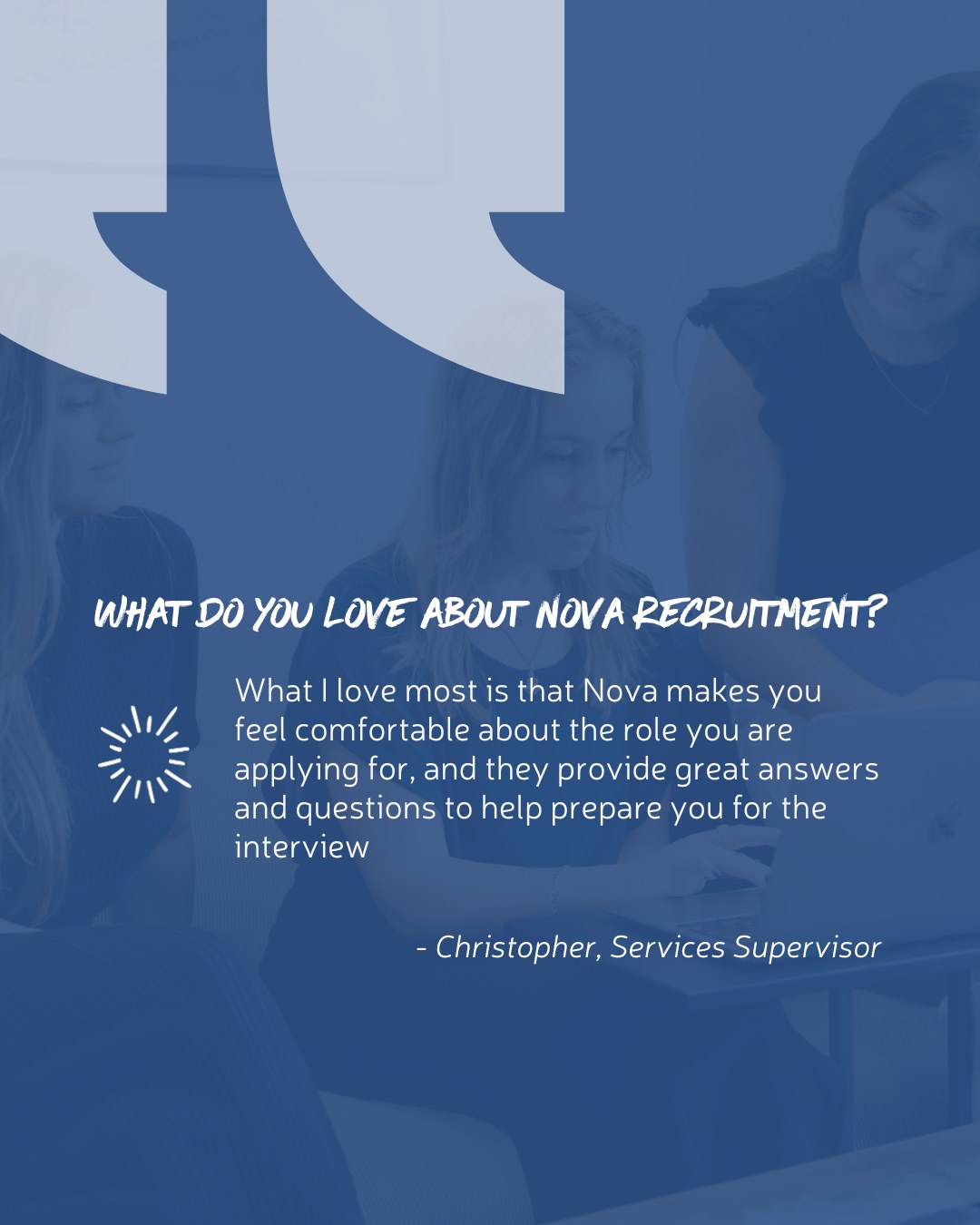 ? Candidate Testimonial! ?
At Nova, we pride ourselves on making the job application process smooth and supportive. We're delighted to hear such positive feedback from our candidates.
Ready to find your next role with us?
www.nova.ky/jobs
#CandidateExperience #NovaRecruitment #JobSearch #CareerSupport #Testimonial #CaymanIslands #GrandCayman