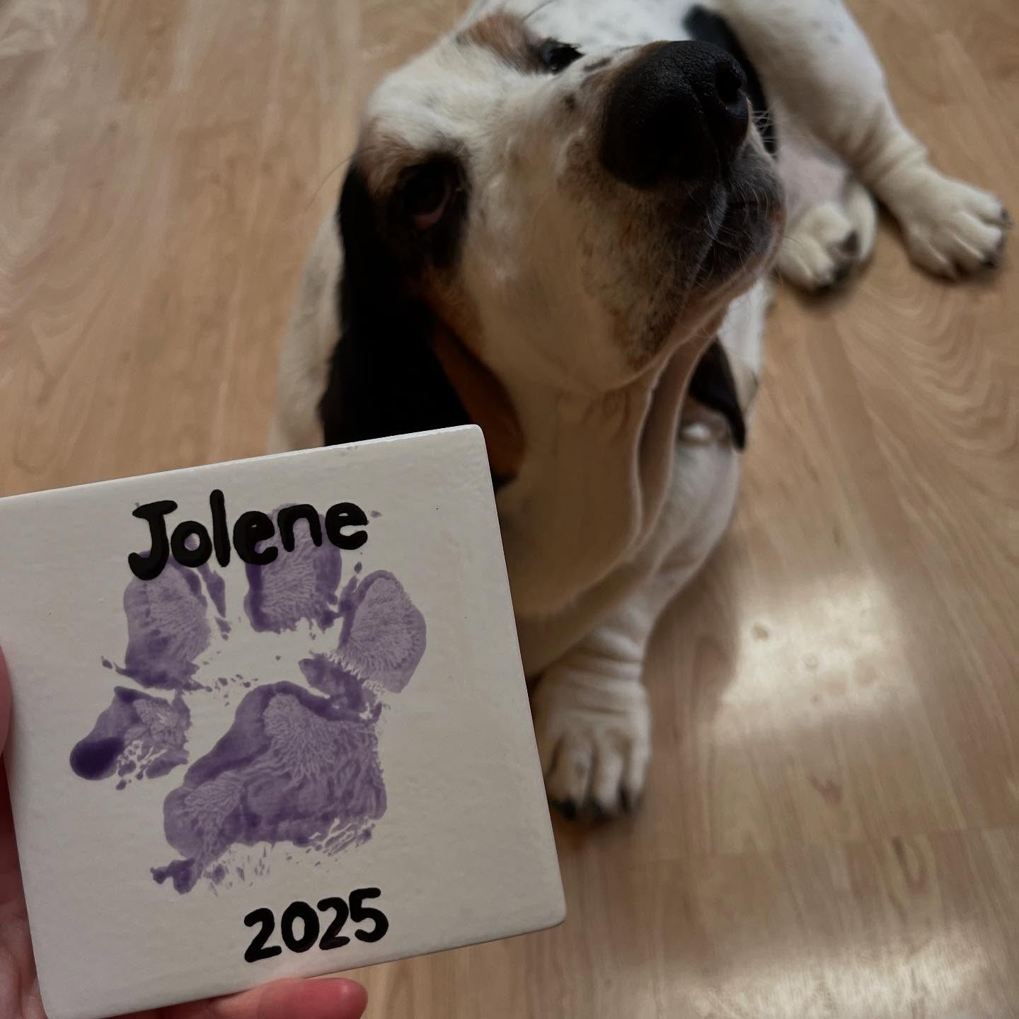 Jolene is beaming with pride over her beautiful paw print masterpiece!
Huge thanks to @paintthetowne12 for allowing us to host our event — we couldn’t have asked for a better place to get creative!