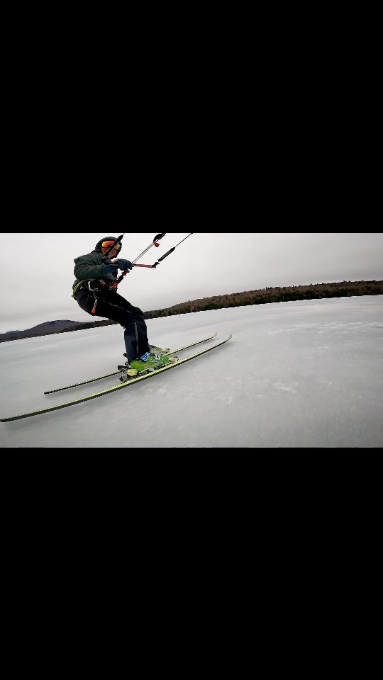 Getting up close and personal with some late season kite skiing. #hardwaterkiter #snowkite #kiteskiing #hardwaterkiting #icekiting #kitesurfing #kiteboarding #outdoors #ozoneexp #ozonekiteboarding #atomicski #wind #outdoors #outside #lakeumbagog