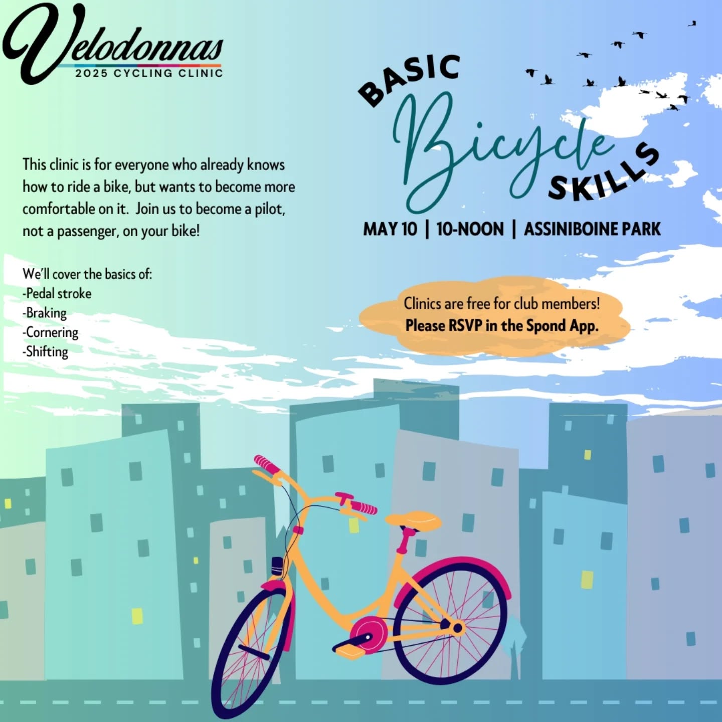‼️📢 CLINIC CANCELLED due to low registration. Sorry!
Our 2025 Basic Bike Skills Clinic is next Saturday, May 10th! 🚲🤙
CALLING ALL WOMEN: Come brush up on the basics or learn all new skills for riding confidently this year! Our clinics are a great way to get to know us and meet new riding friends. Feel free to tag a friend you'd like to join you below!!
Please RSVP in the Spond App (link in bio).
Clinics are free for club members! Not a member? Not a problem! Pay what you can. Message us if you need a suggestion.