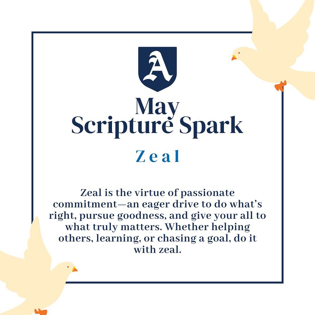 Our May Scripture Spark is Zeal—a passionate enthusiasm for doing what is right and good, especially in our love for God and others. This month, we celebrate students who show their zeal by working hard, helping others, and living with purpose and joy! ?
Our Saint of the Month, St. Dominic, lived with incredible zeal. From selling all he had to feed the hungry, to boldly preaching the truth and founding the Order of Preachers, he reminds us that true passion is rooted in love and service. May we be inspired to live with the same energy and commitment in all we do! ?️
#sacs