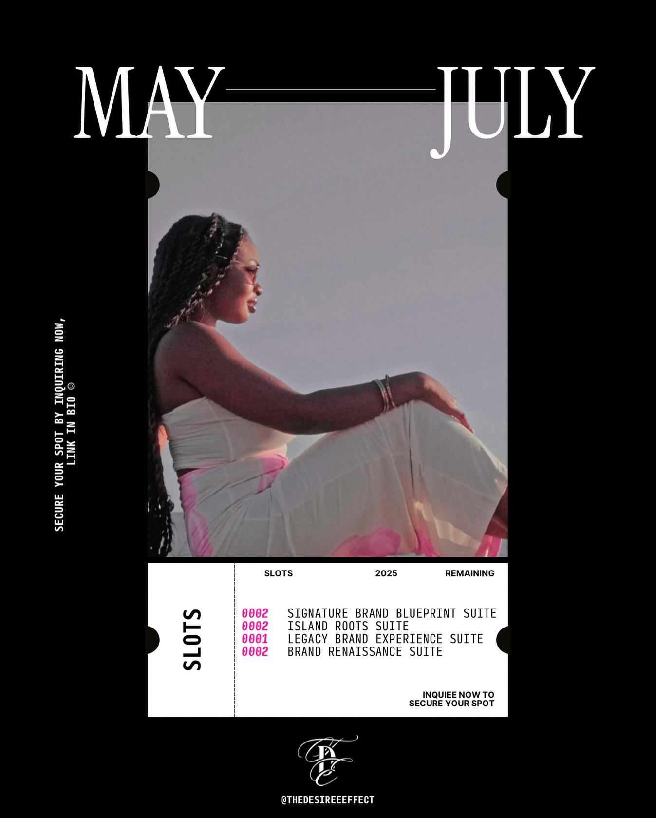 Your brand deserves more than a cute logo. It needs presence. Power. A whole damn experience.
Still blending in when it should be standing all the way out? Still attracting the wrong crowd? Still feeling like something’s missing?
That’s where @thedesireeeffect comes in 😌
Only a few spots left to work with me between May and July:
🌺 2 – Signature Brand Blueprint Suite
🌺 2 – Island Roots Suite
🌺 1 – Legacy Brand Experience
🌺 2 – Brand Renaissance Suite
If you’ve been waiting for the right time to make your mark… this is it.
If you’re done guessing, tweaking, and hoping for results—and you’re ready for a brand that turns heads and actually brings you clarity—this is your sign.
Link in bio to inquire and secure your spot 🫶🏾
#branding #brandidentity #visualidentity #onlineentrepreneurs #businessowners