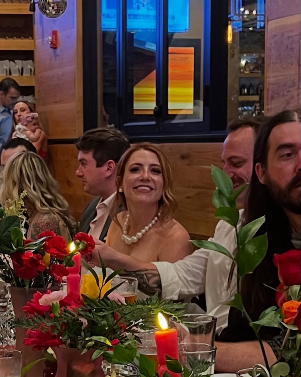 At the rehearsal dinner for Bethany and Chuck! Bethany looks so beautiful and so happy!!