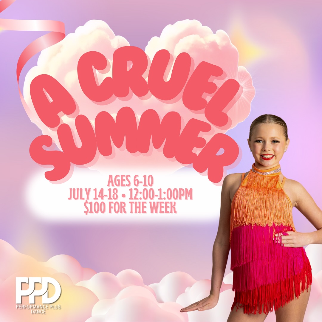 Calling all Swifties… Grab your bestie and sign up for our Cruel Summer mini camp! Tons of fun, don’t miss out. Register now at performanceplusdance.com 🫶