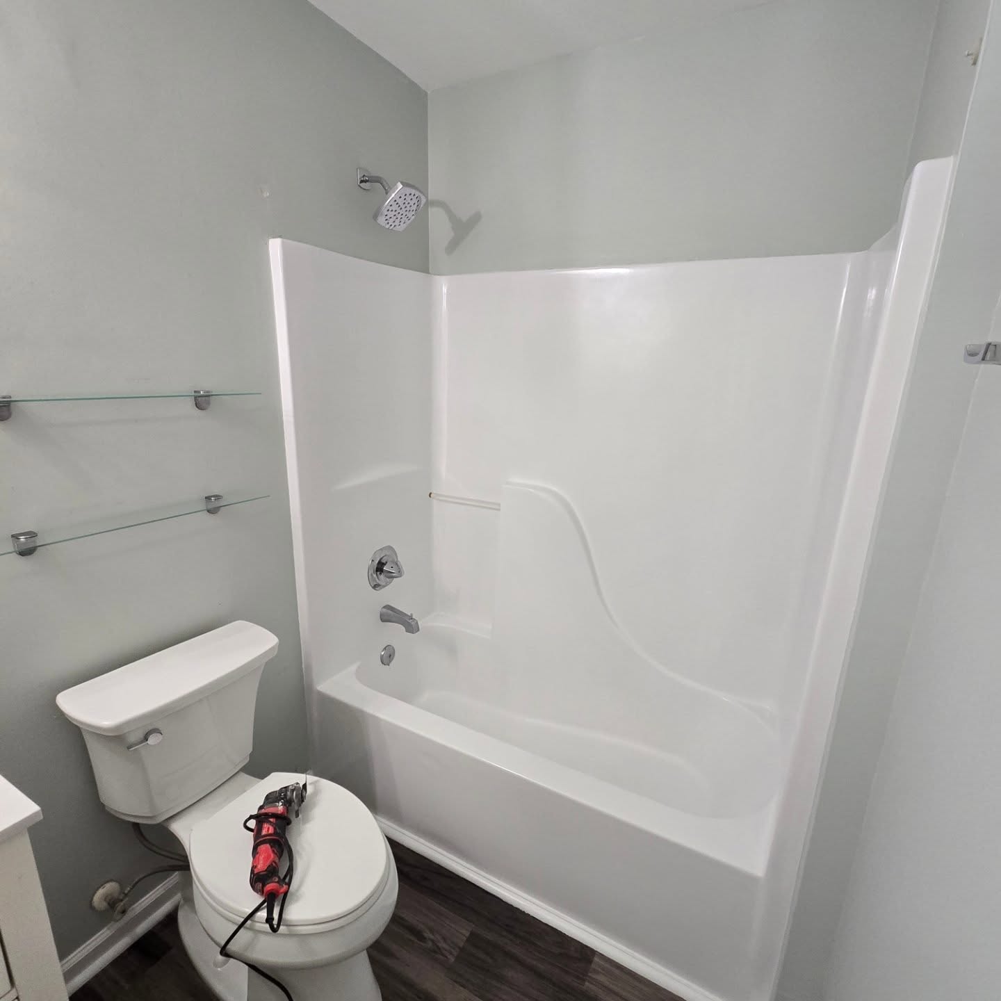 Two, tiled stand up shower projects in progress. Stay tuned for final photos this week.