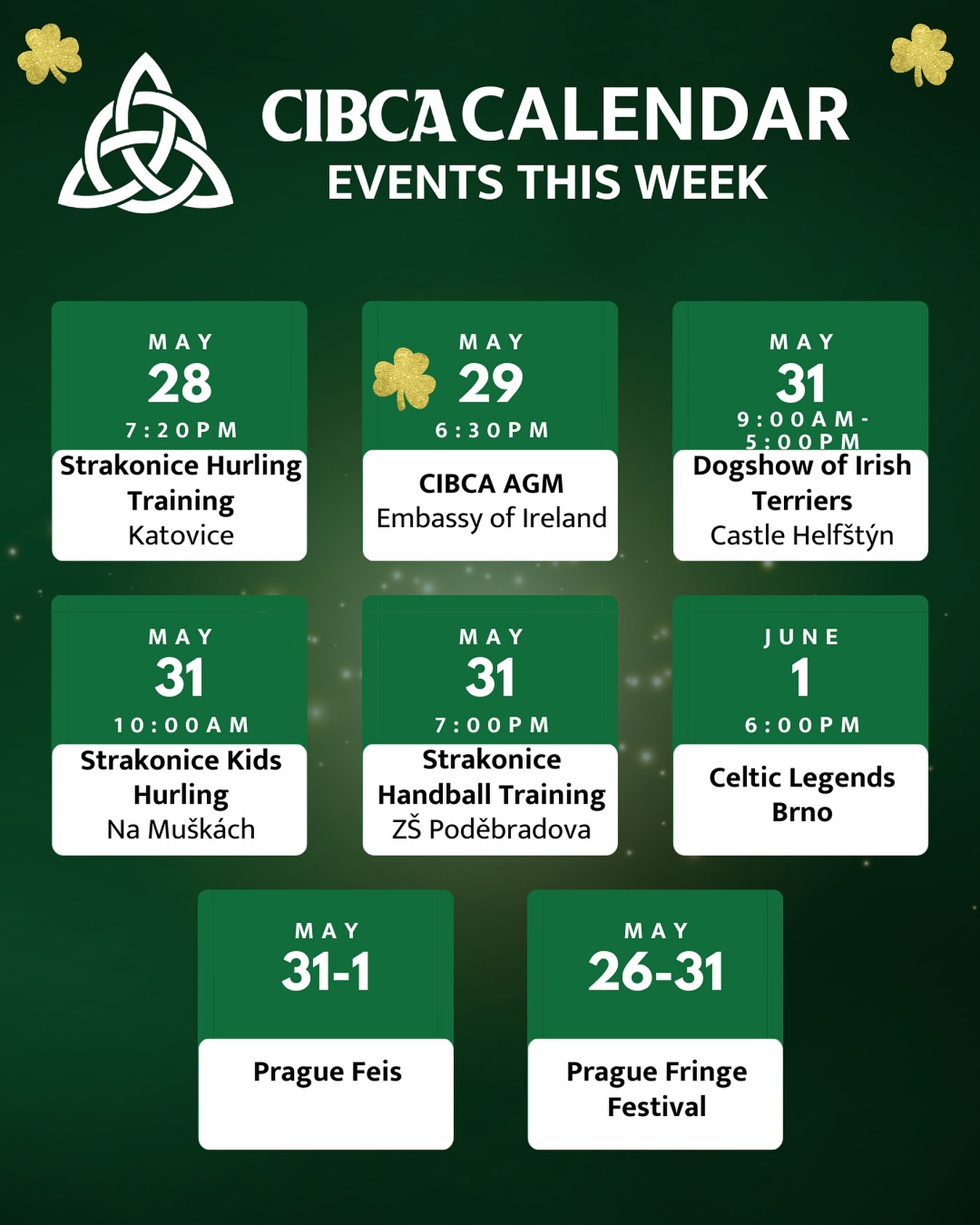 Another busy week! If you are a member join us for our Annual General Meeting with afterparty in The Three Fiddles 🍻
Then a lot of music, sports and culture for the rest of the week.
Check out our google calendar for more details.