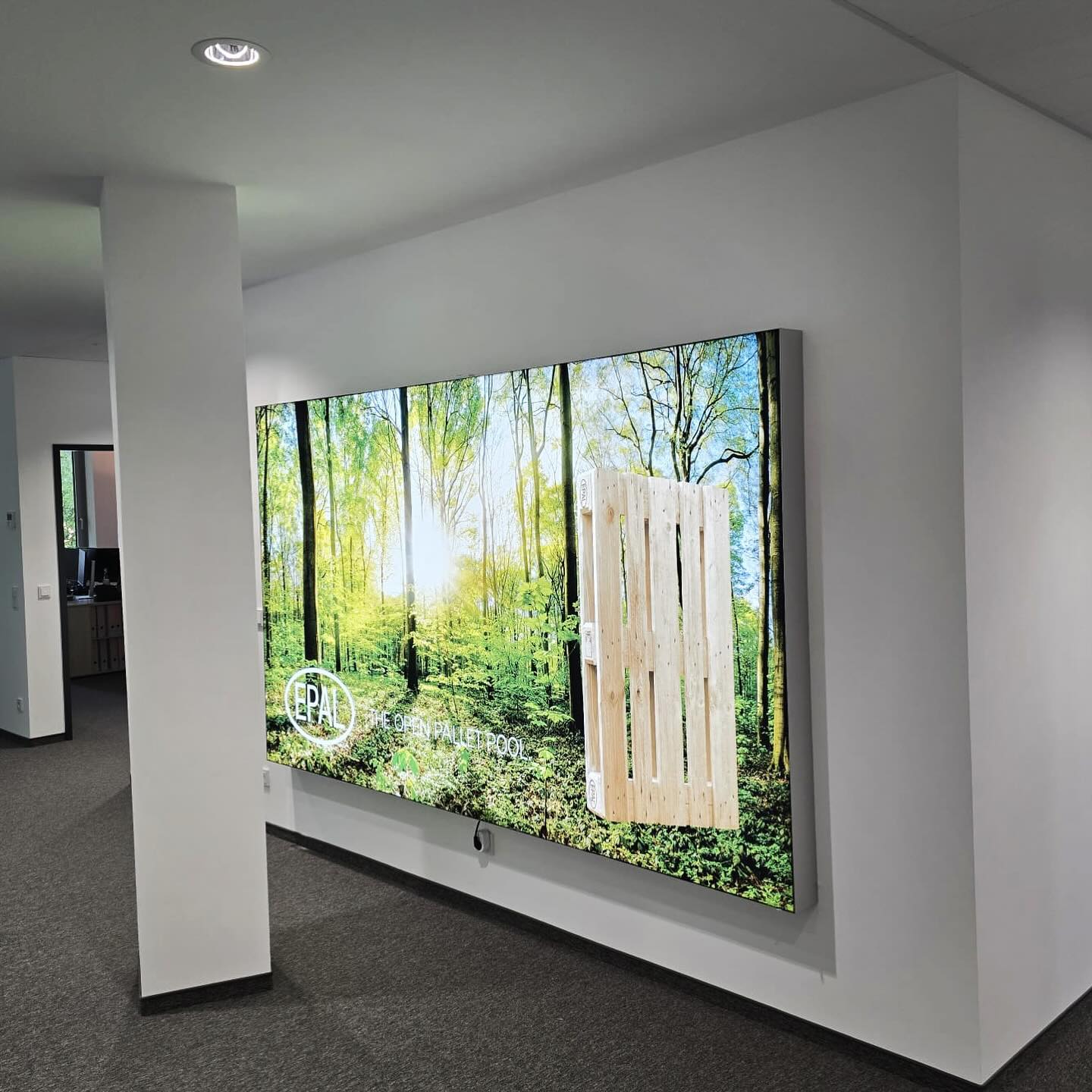 Für den Standort der European Pallet Association e.V. (EPAL) in Düsseldorf durften wir ein echtes Highlight realisieren: Ein individuell gefertigter LED-Leuchtrahmen im Corporate Design – brillant ausgeleuchtet, randlos und mit textilem Spannmotiv.
#ledleuchtrahmen #leuchtrahmen #spannrahmen #lichtwerbung #epal #epalpallets #duesseldorf #interiordesign #werbetechnik #icdprinting #spannrahmensystem #messedesign #officebranding #brandingwithimpact