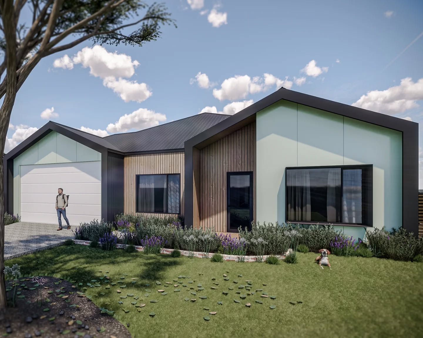 We’re reimagining this Falcon classic with a lightweight framed structure, clean gables, and a mix of @jameshardieau Fine Texture and @colorbondsteel Monument Matt cladding. Still humble, still relaxed — just a whole lot sharper.