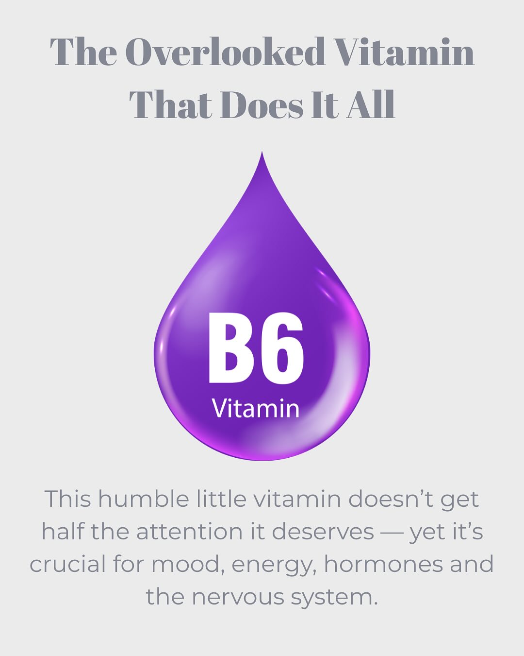 This often overlooked vitamin works behind the scenes to power your mood, hormones, and energy levels.
I’m a fan of @pebblenutrition Multi Sensitive which contains B6 as Pyridoxal 5 Phosphate - a better form of B6 because it’s already in its active form, so the body can absorb it more easily.
Does your multi vit (or supplement regime) include B6? x
#b6 #vitaminb6 #supportivesupplements #vitaminsmatter