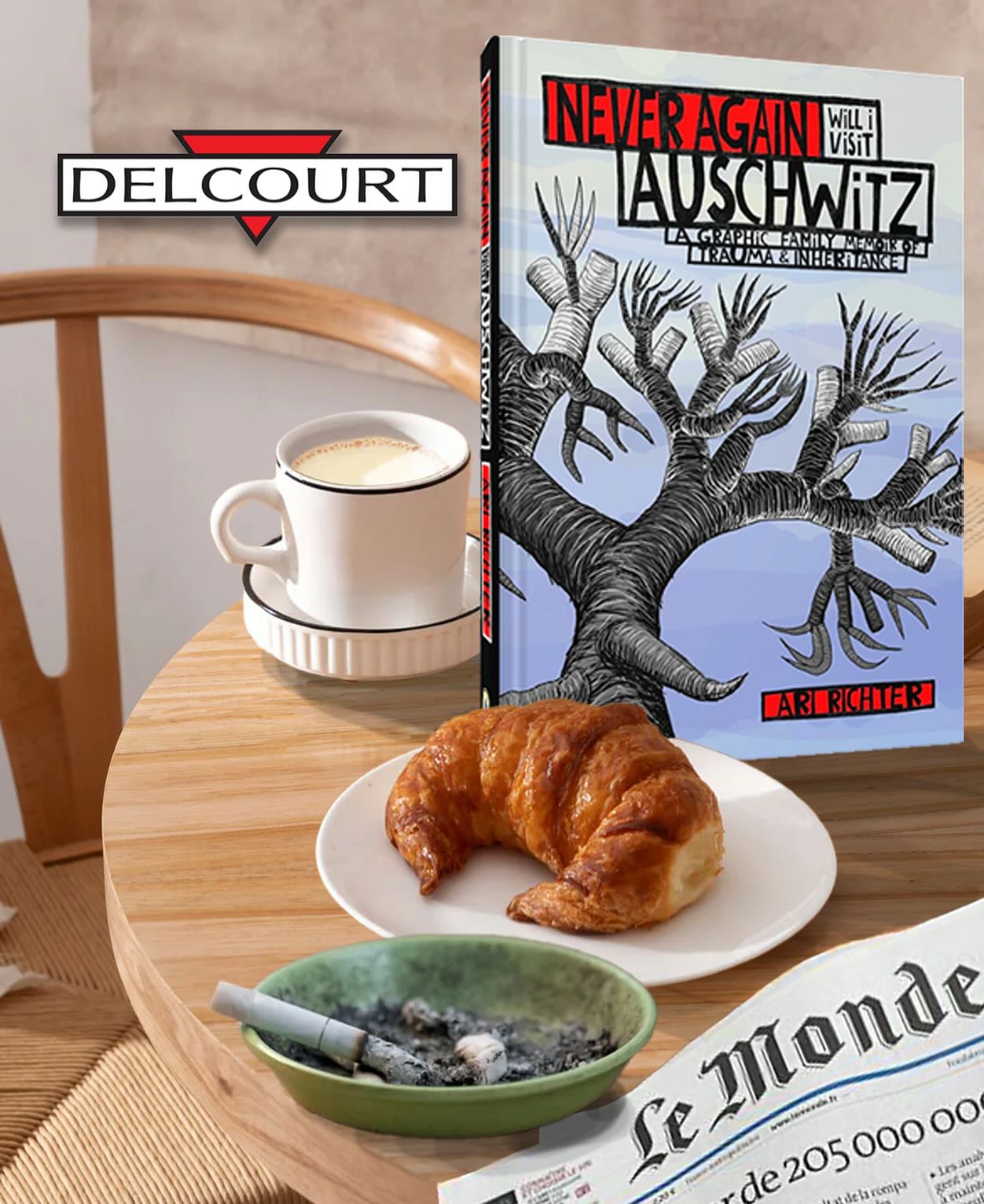 Sacre bleu! Never Again Will I Visit Auschwitz is getting a French edition from @delcourt.bd! More info to come for all my francophones in the château.
*French edition not pictured.
**Smoking can cause serious health risks, even in France.
#neveragainwillivisitauschwitz #delcourt #frenchtranslation #comics #graphicnovel #fantagraphics