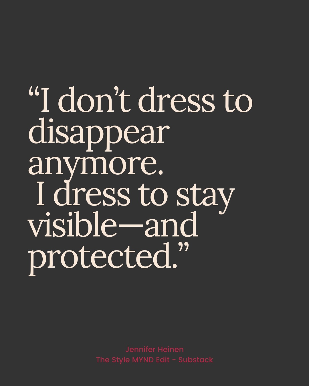Some outfits don’t just help us feel seen—
They help us stay standing.
I used to dress to disappear.
Now, I dress to stay visible—and protected.
This isn’t about fashion as performance.
It’s about style as scaffolding.
Structure that helps us hold steady—through conflict, transition, or quiet moments of not being okay.
Because the right clothing doesn’t numb what you feel.
It gives it form.
Containment.
Clarity.
✨ In my latest Inner Closet essay, I explore how clothing acts as emotional armor—
Not to hide who we are,
But to support who we’re becoming.
👉 Tap the link in bio to read the full piece
🖤 Save or share this if you’ve ever dressed yourself into strength
#FashionPsychology #TheInnerCloset #EmotionalArmor #StyleAndSelf #DressedForMyself #NeurodivergentStyle #WhatWeWearMatters #Substack